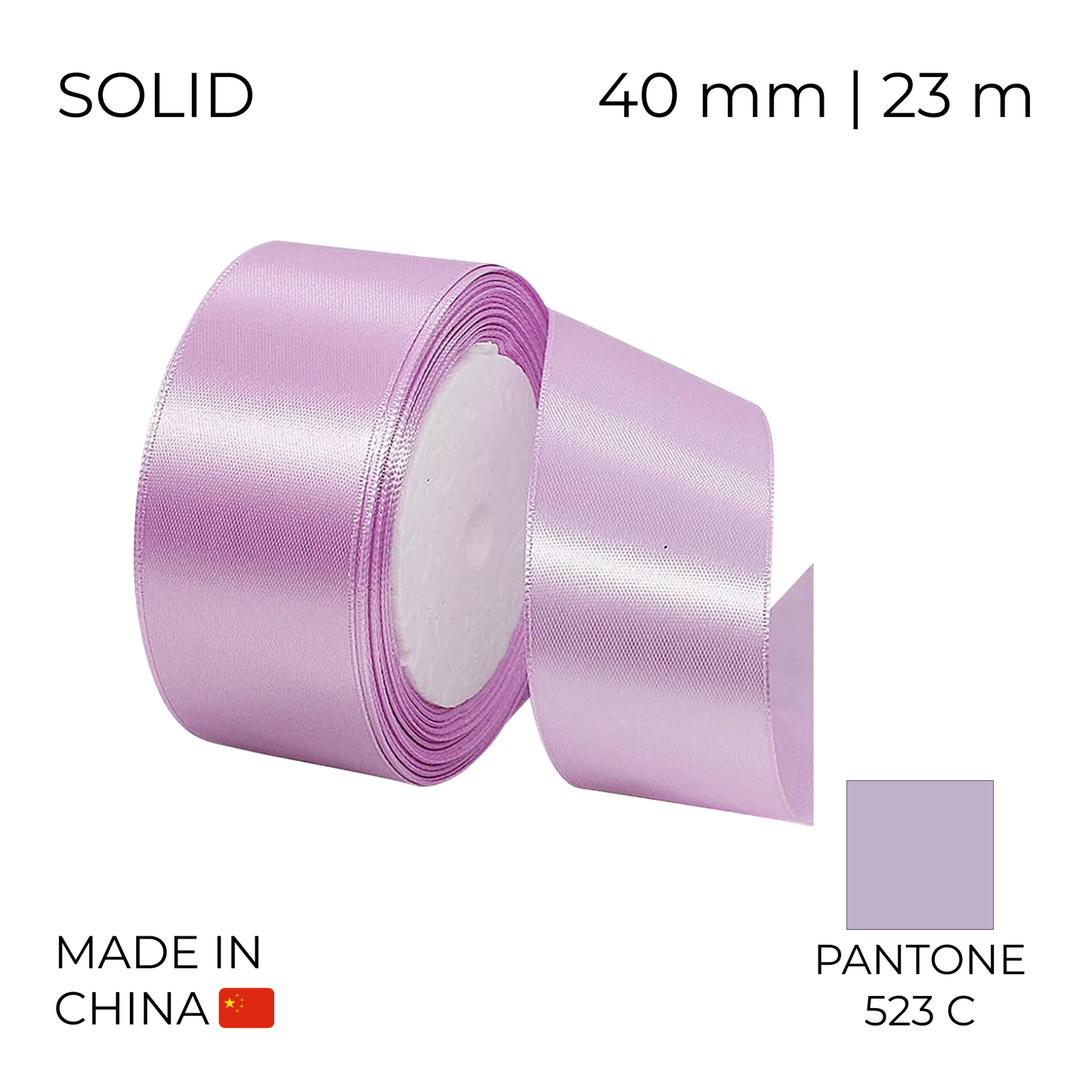 Satin Ribbon 40 mm 007 Light Lilac 23 m (1 pc)