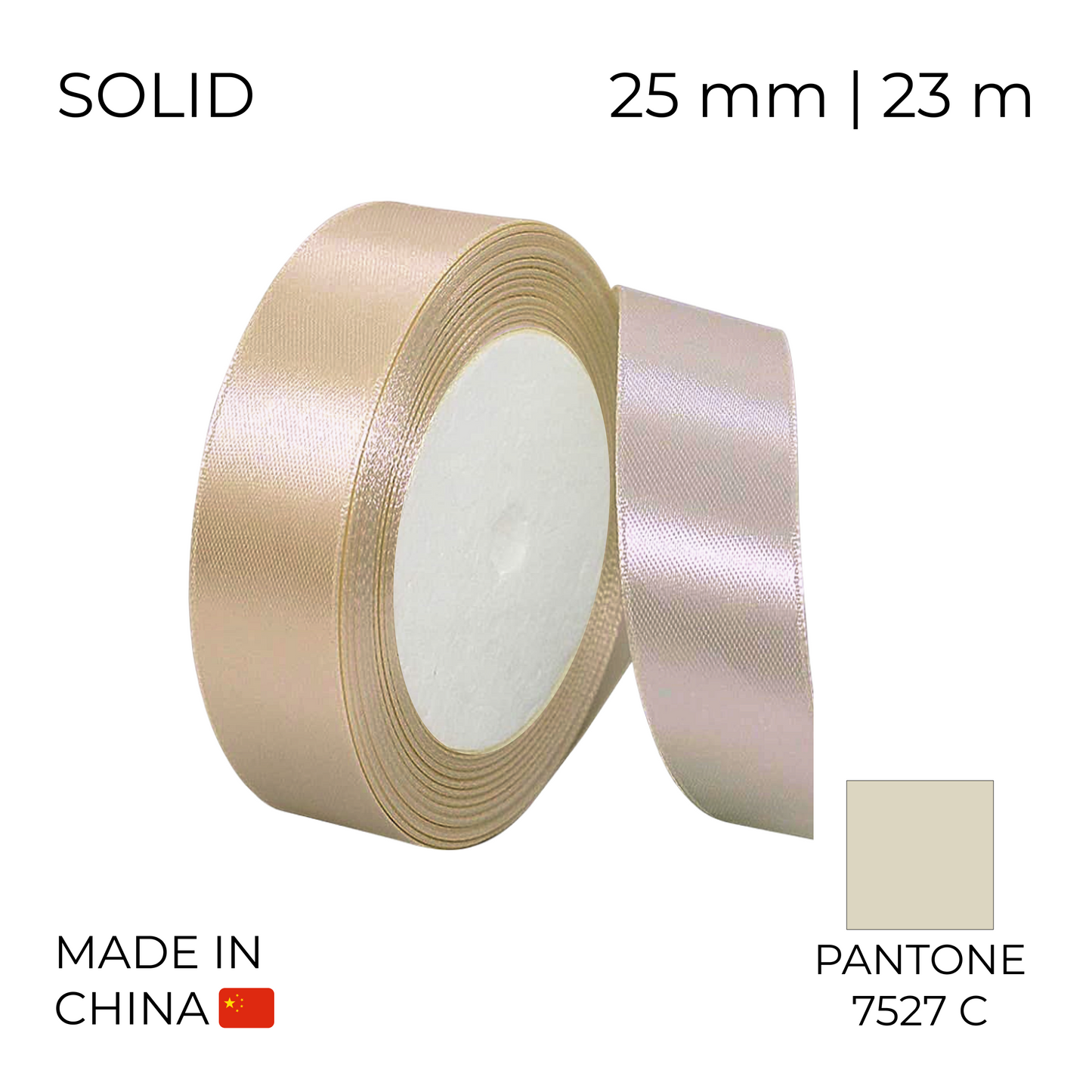 Satin Ribbon 25 mm 009 Beige 23 m (1 pc)