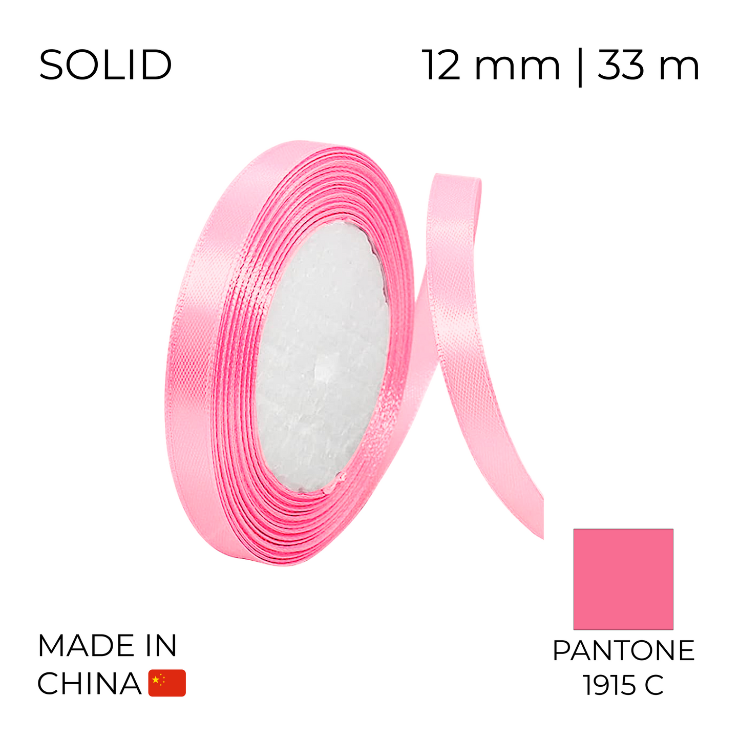 Satin Ribbon 12 mm 011 Bright Pink 23 m (1 pc)