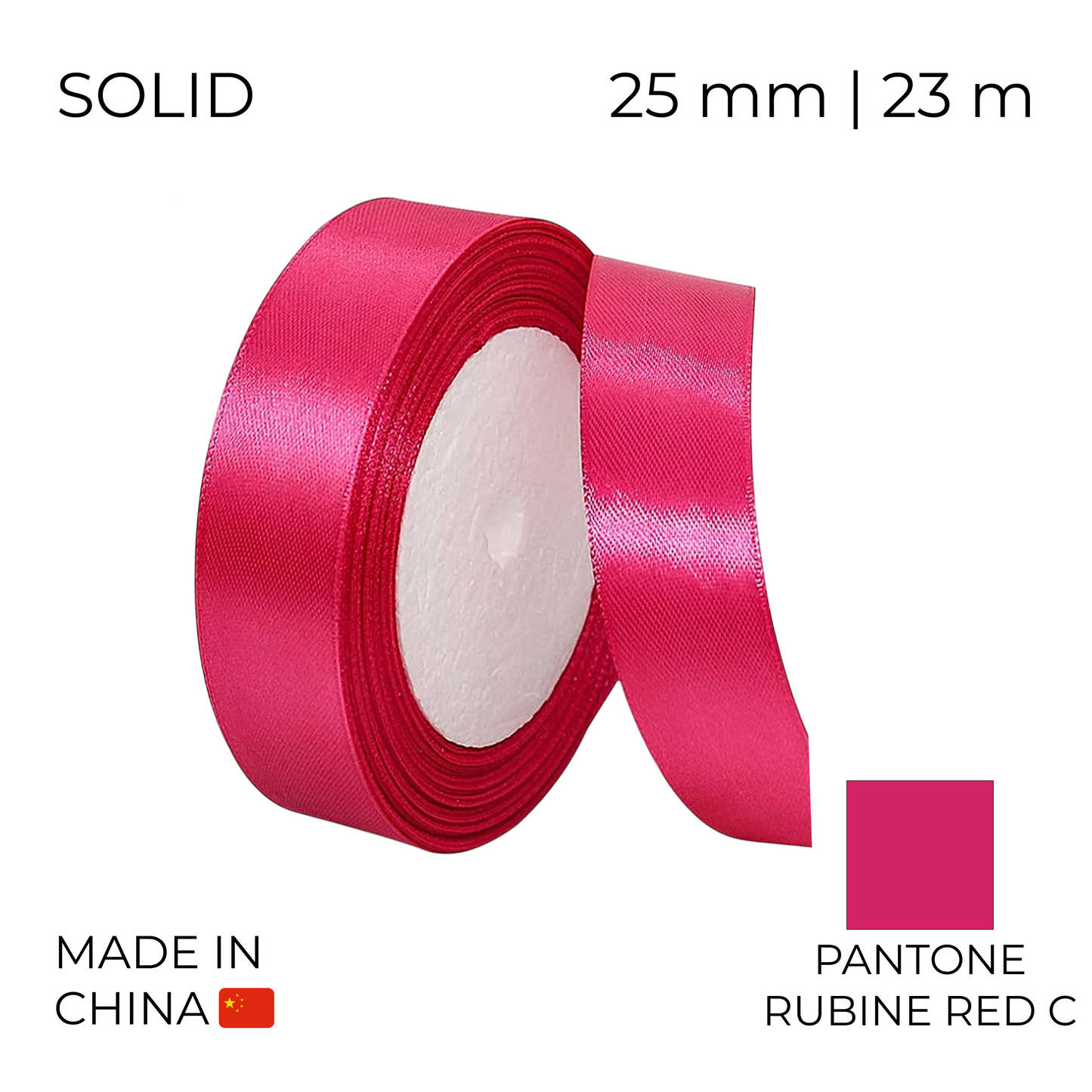 Satin Ribbon 25 mm 012 Fuchsia 23 m (1 pc)