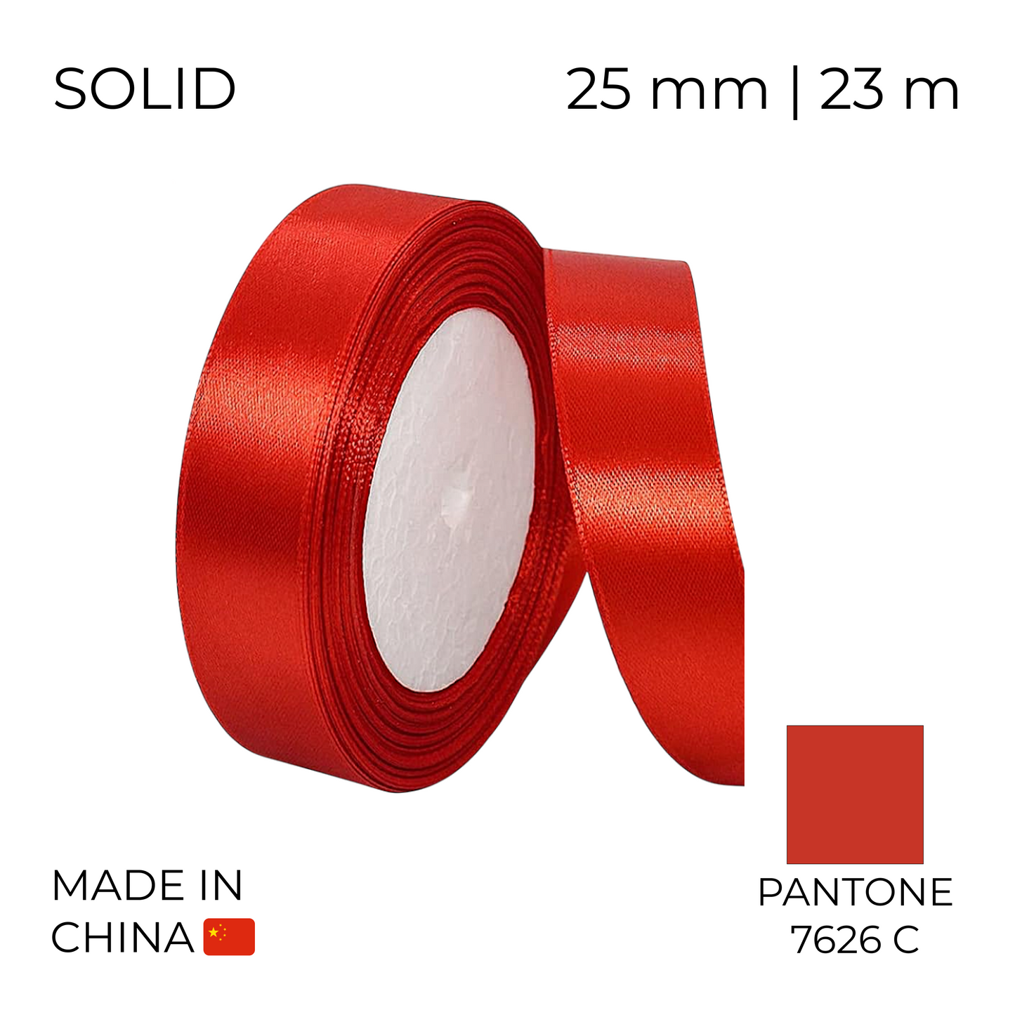 Satin Ribbon 25 mm 013 Red 23 m (1 pc)