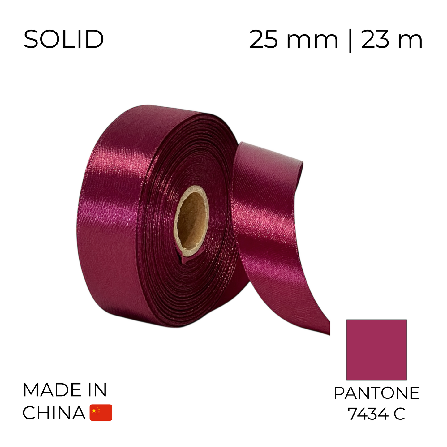 Satin Ribbon 25 mm 015 Dark Cherry 23 m (1 pc)
