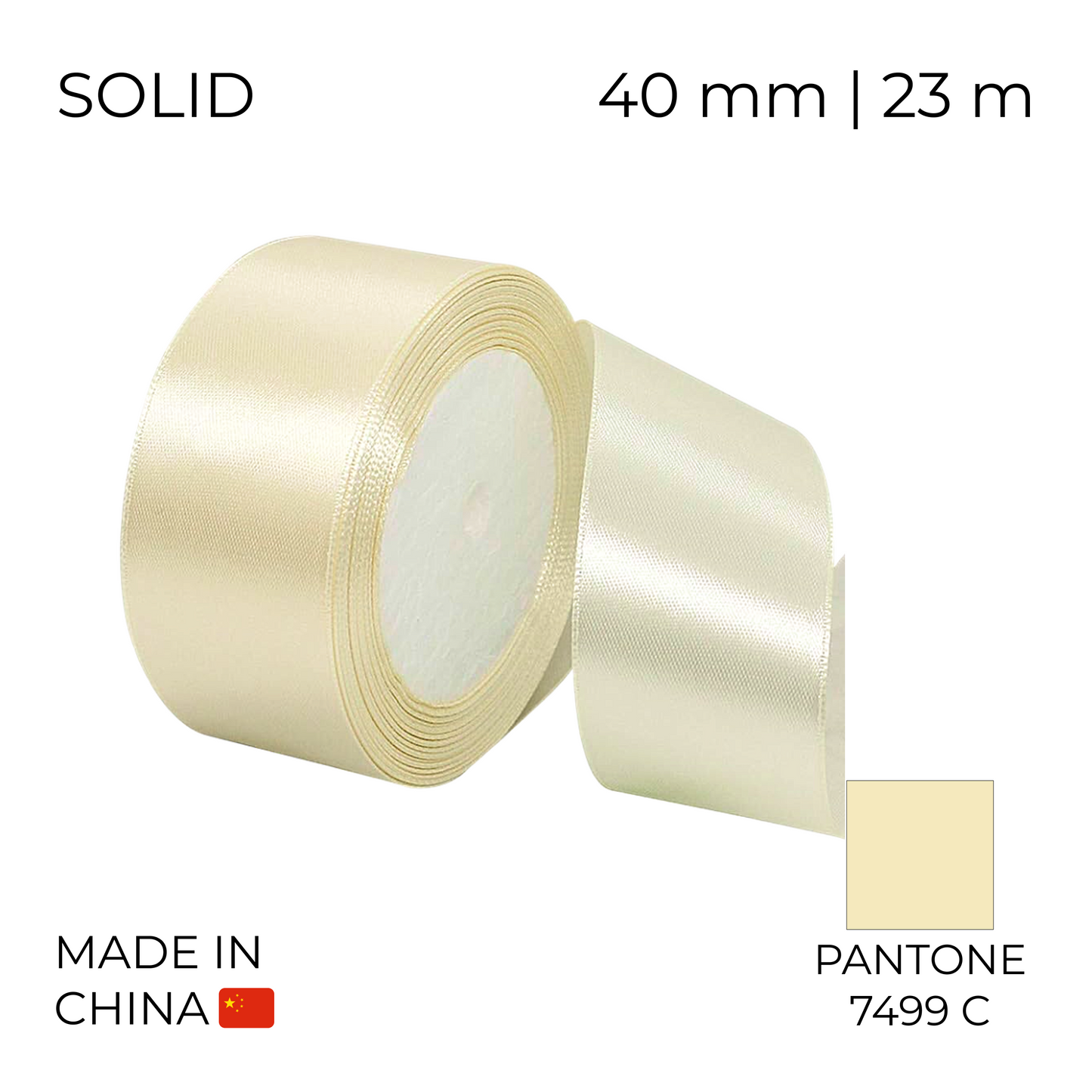 Satin Ribbon 40 mm 016 Ivory 23 m (1 pc)