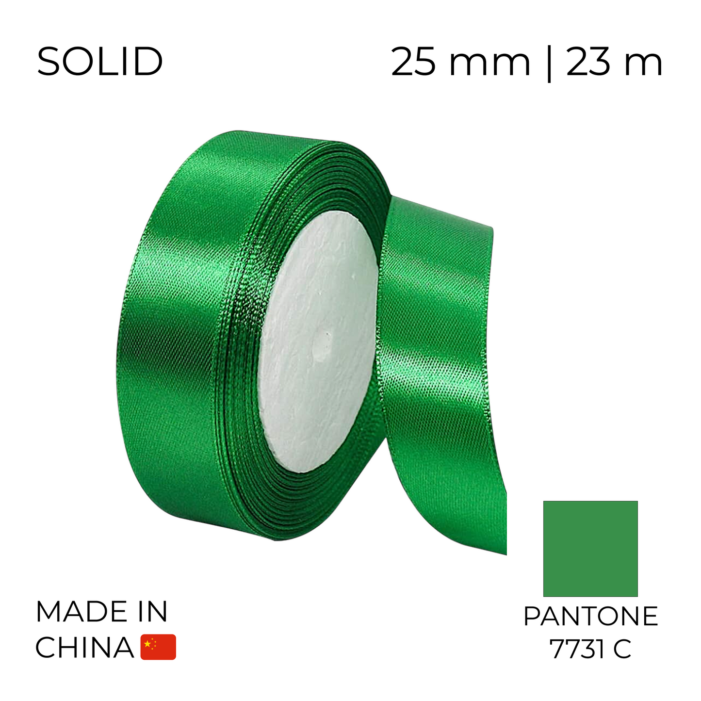 Satin Ribbon 25 mm 017 Green 23 m (1 pc)