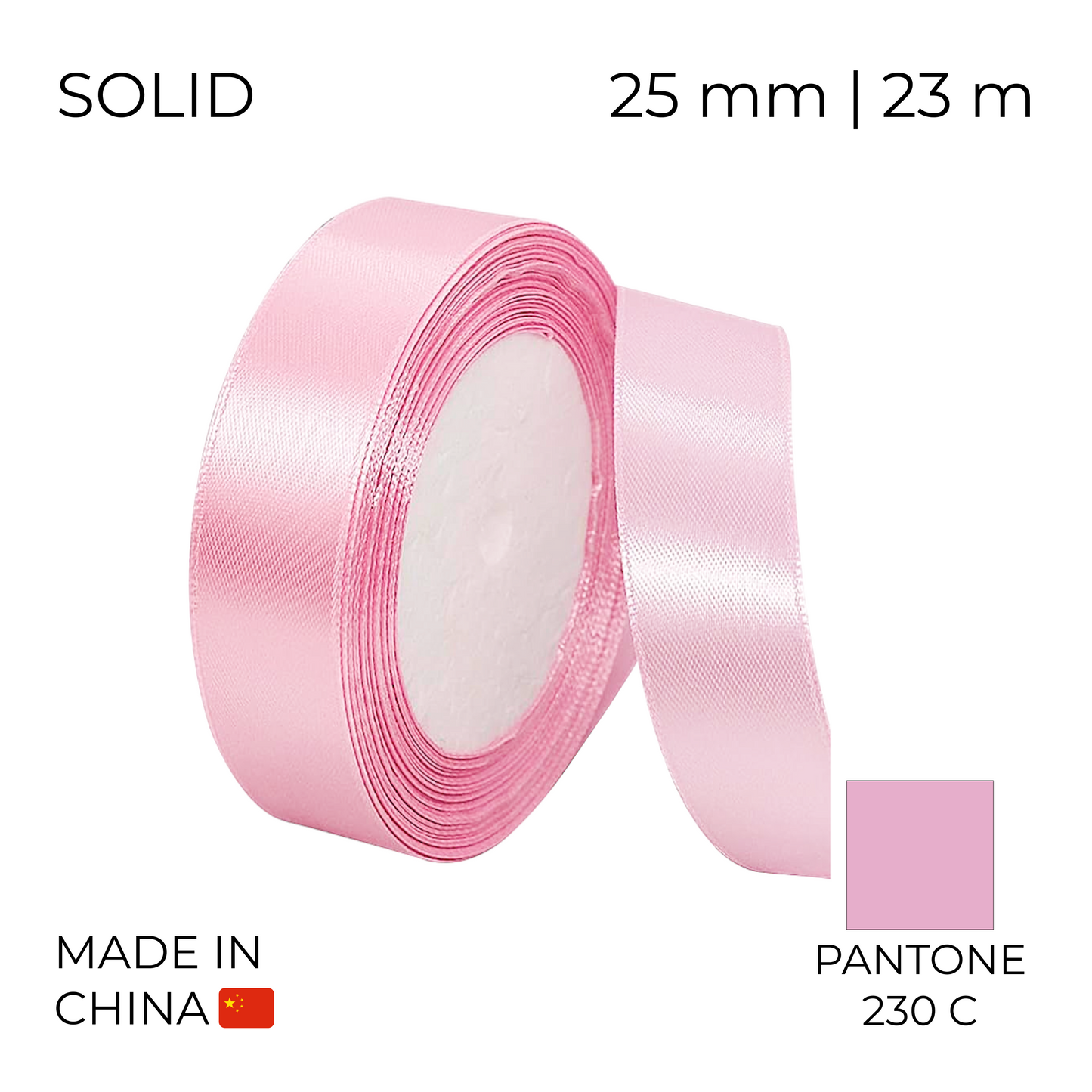 Satin Ribbon 25 mm 021 Pink 23 m (1 pc)