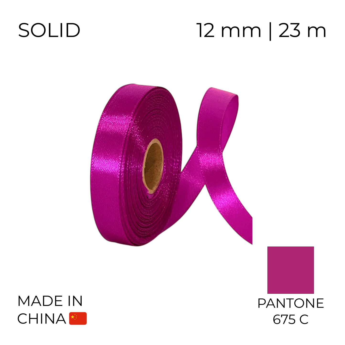 Satin Ribbon 12 mm 022 Magenta 23 m (1 pc)