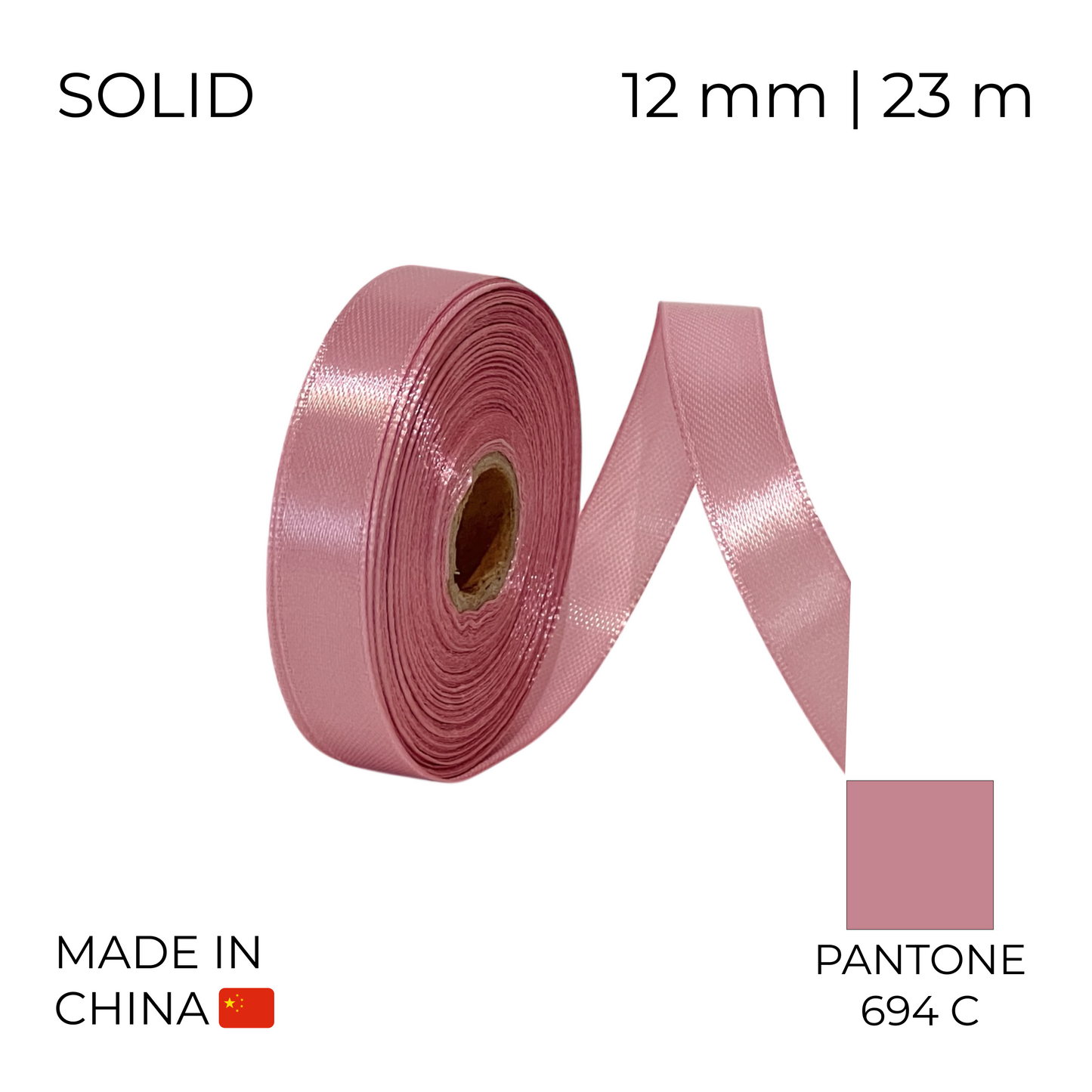 Satin Ribbon 12 mm 025 Pink Blush 23 m (1 pc)