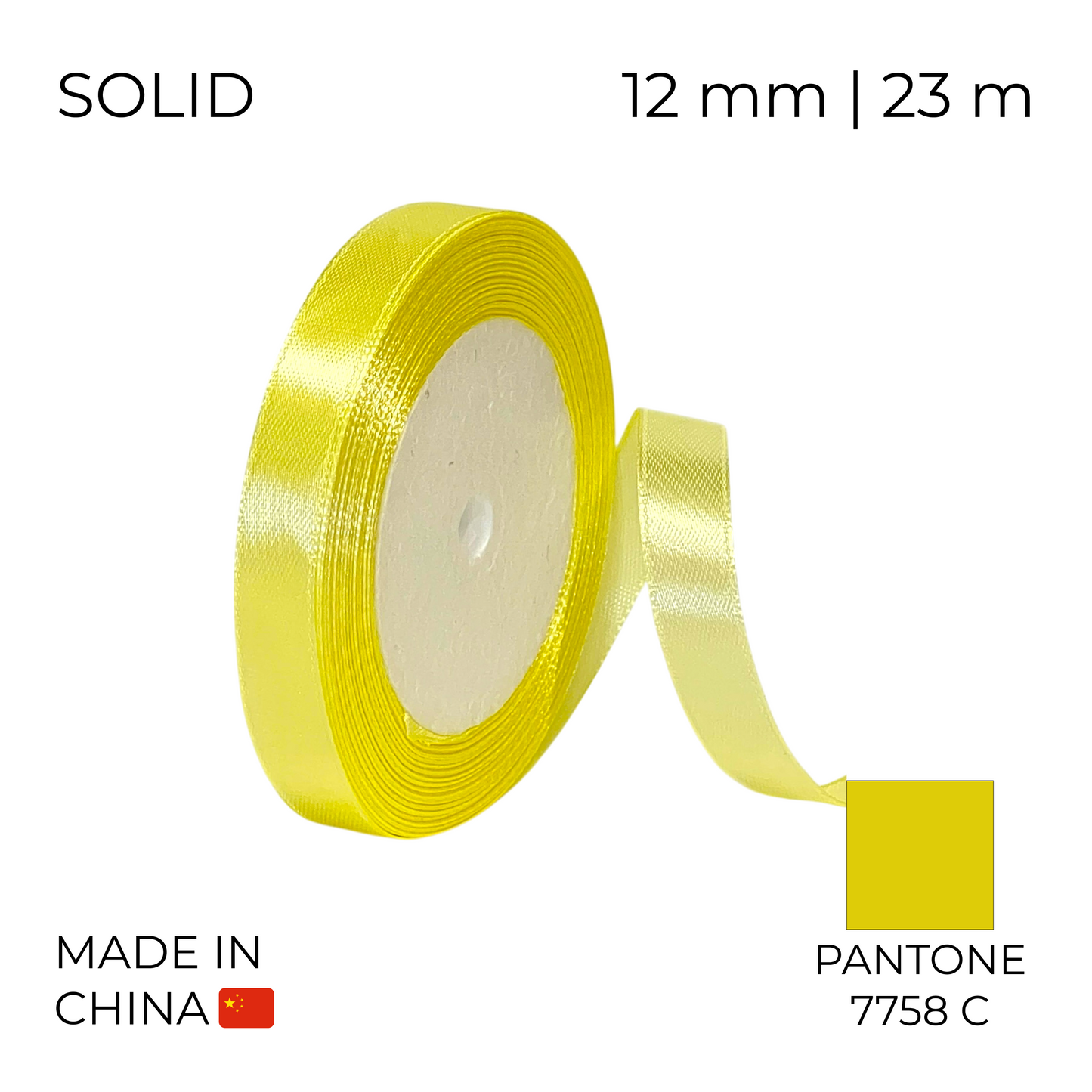 Satin Ribbon 12 mm 026 Yellow 23 m (1 pc)