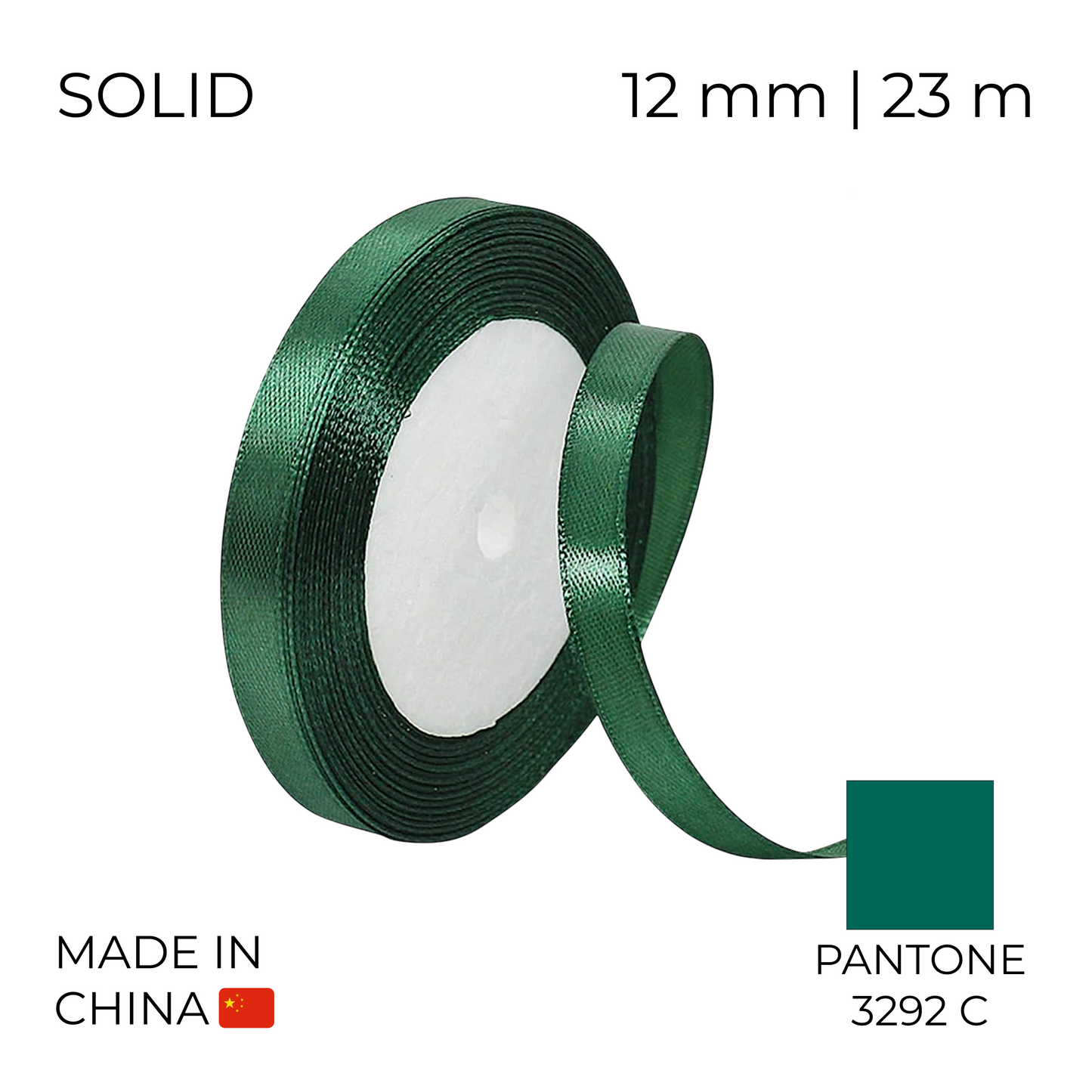 Satin Ribbon 12 mm 028 Emerald Green 23 m (1 pc)