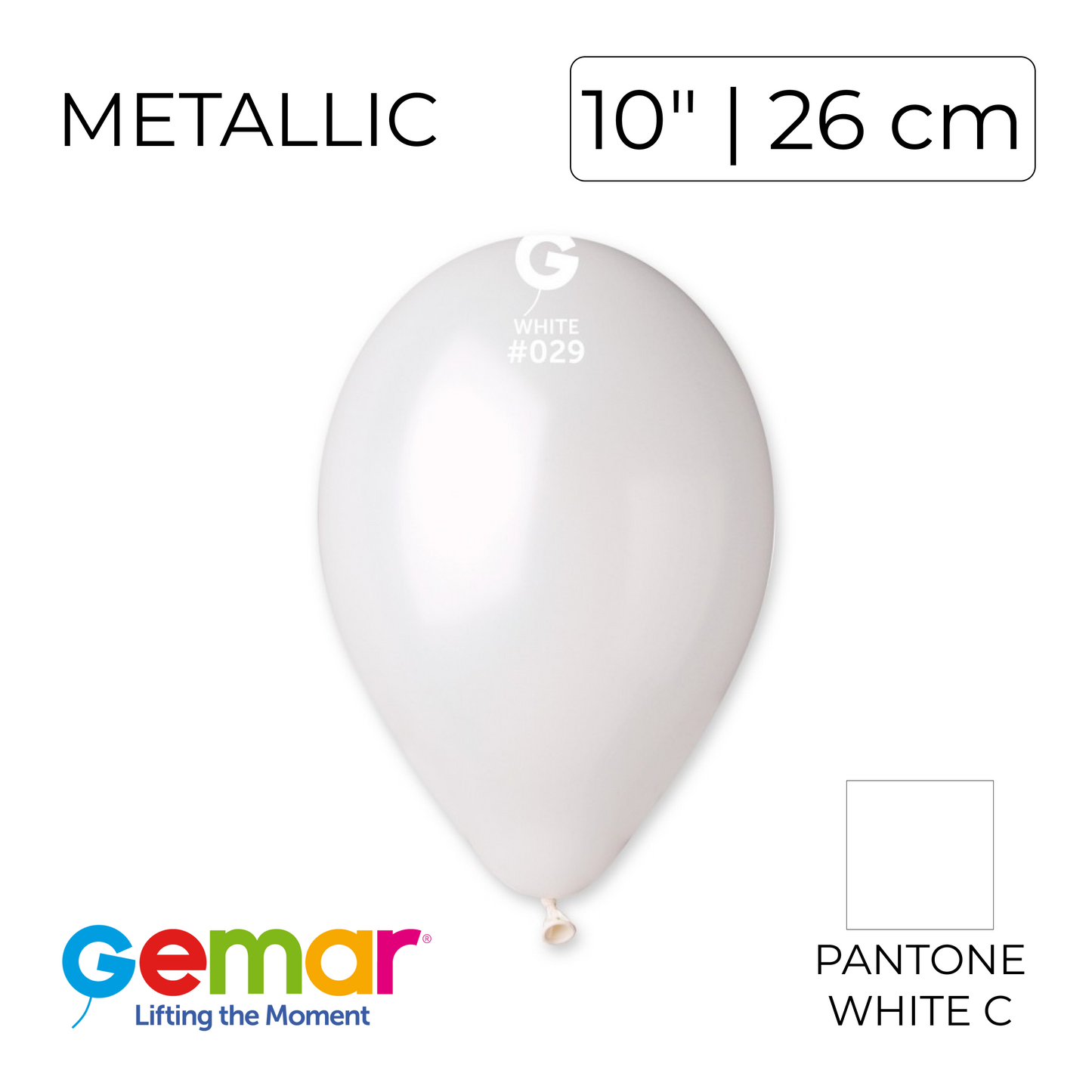 Gemar 10" | Metallic 029 White (100 pcs)