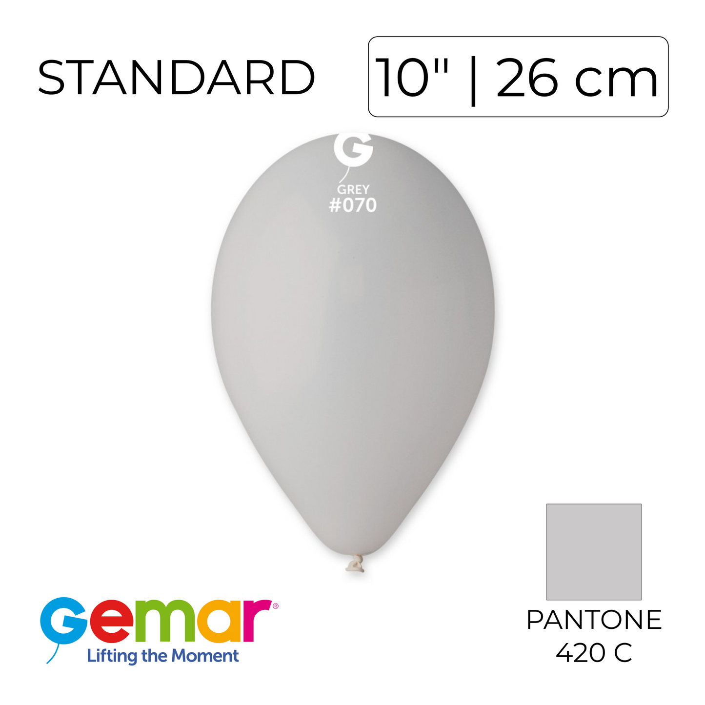 Gemar 10" | Standard 070 Grey (100 pcs)
