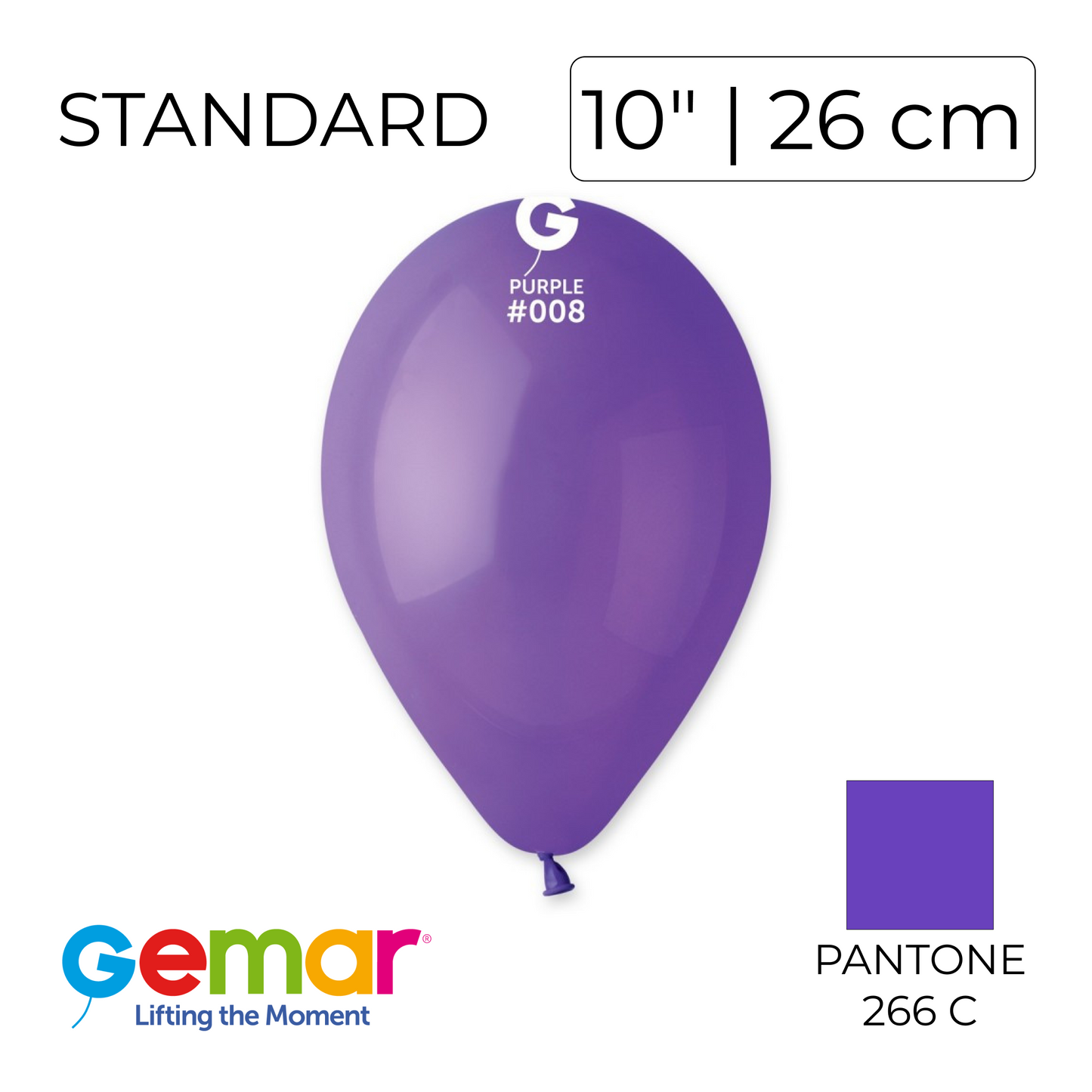 Gemar 10" | Standard 008 Purple (100 pcs)