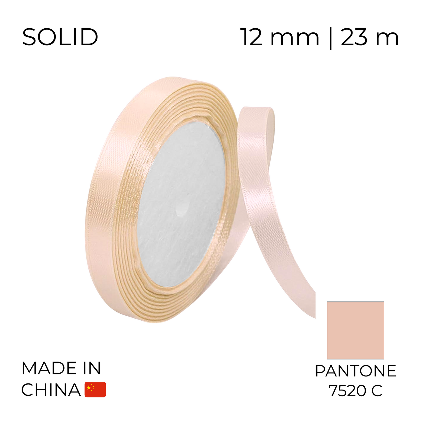 Satin Ribbon 12 mm 029 Peach 23 m (1 pc)