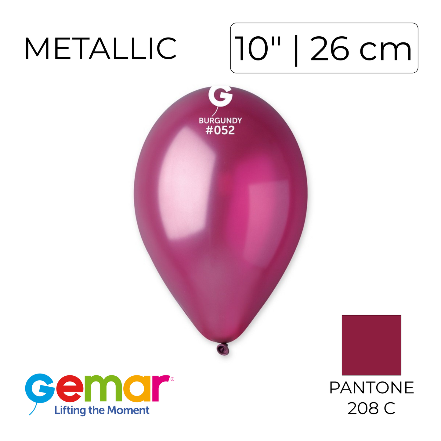 Gemar 10" | Metallic 052 Burgundy (100 pcs)