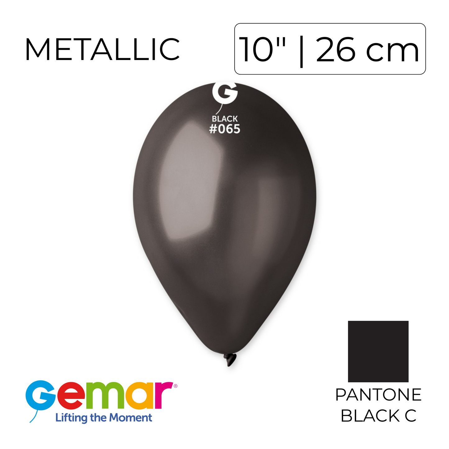 Gemar 10" | Metallic 065 Black (100 pcs)