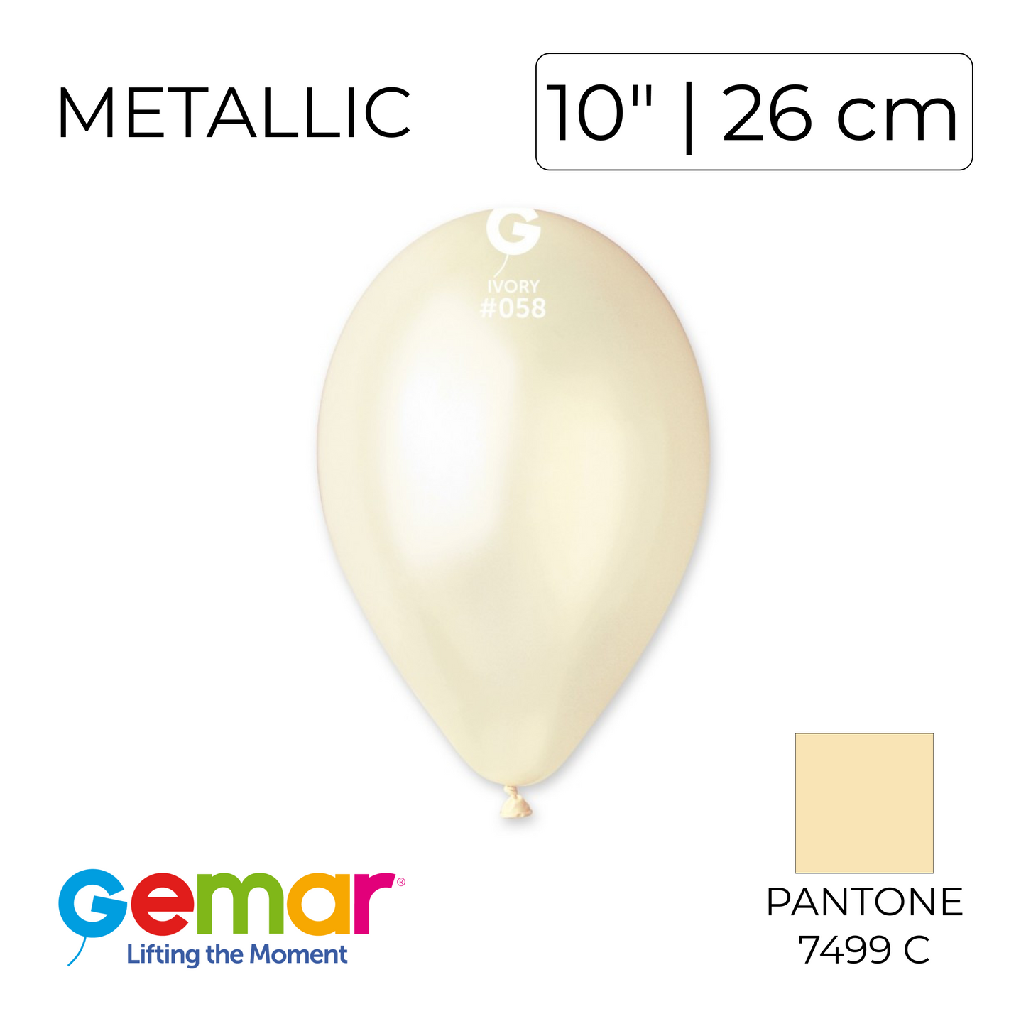 Gemar 10" | Metallic 058 Ivory (100 pcs)