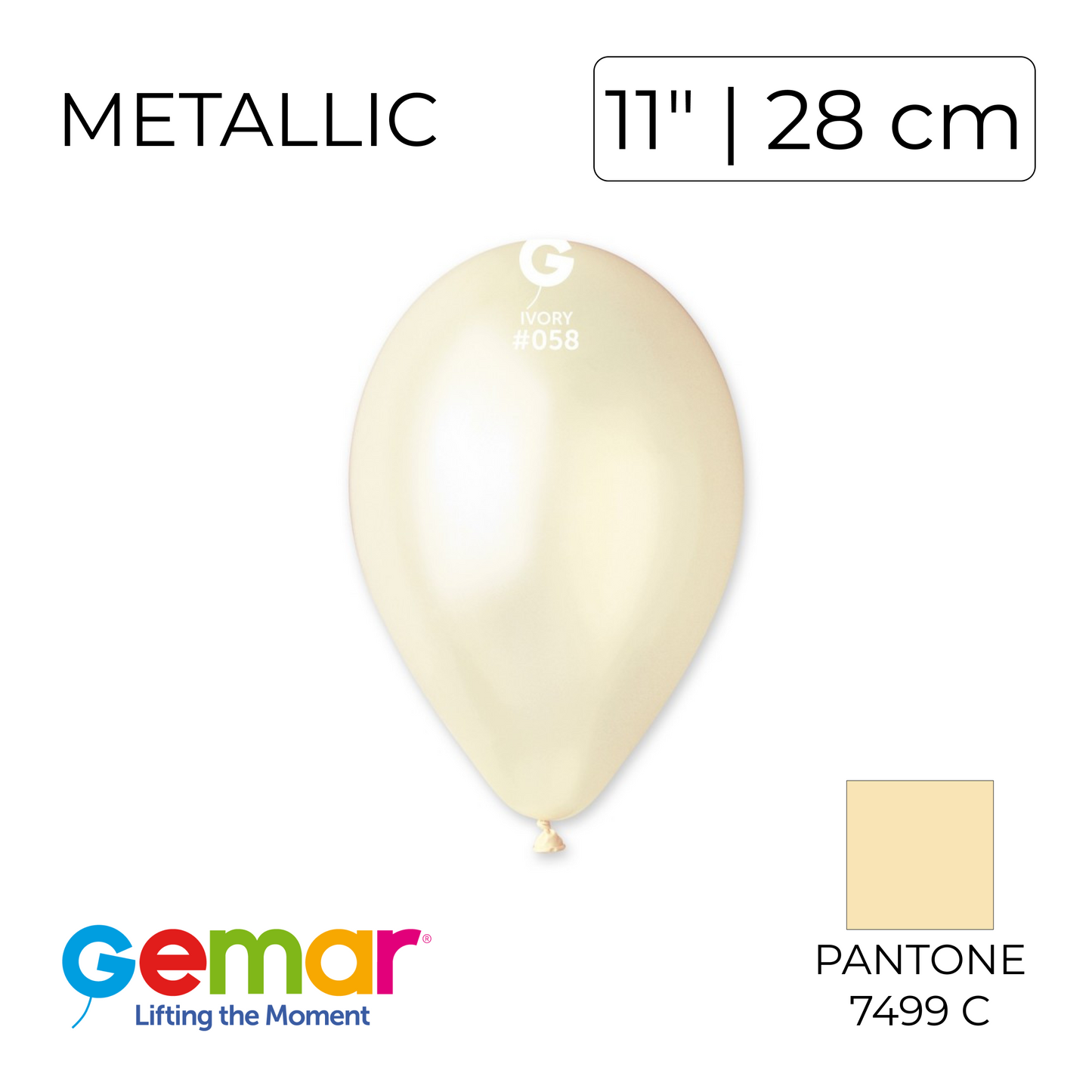 Gemar 11" | Metallic 058 Ivory (100 pcs)