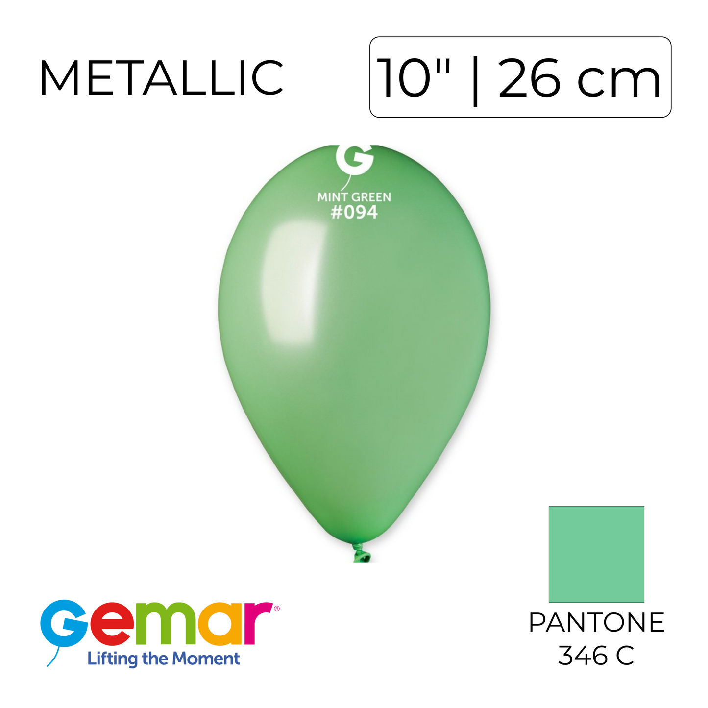 Gemar 10" | Metallic 094 Mint Green (100 pcs)