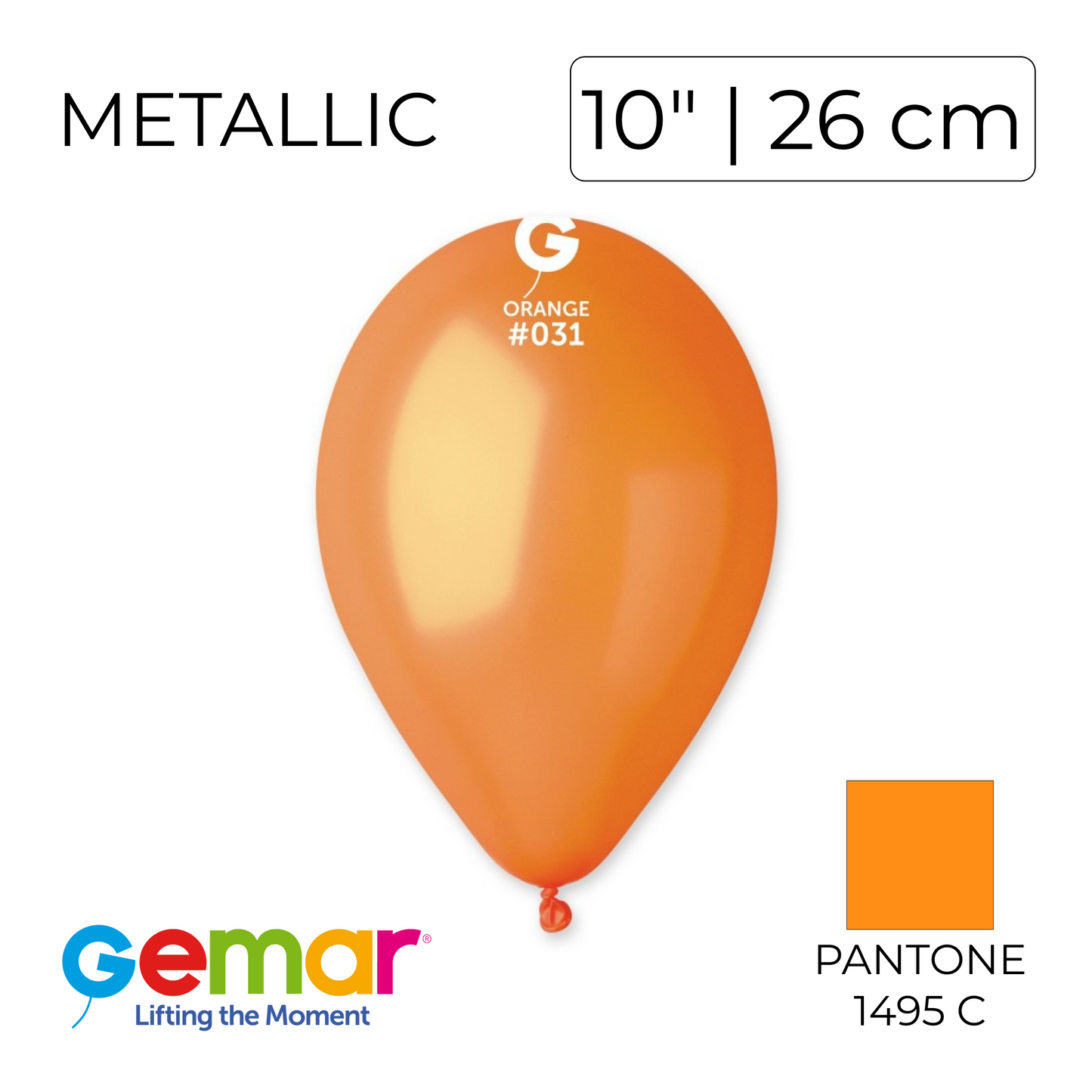 Gemar 10" | Metallic 031 Orange (100 pcs)