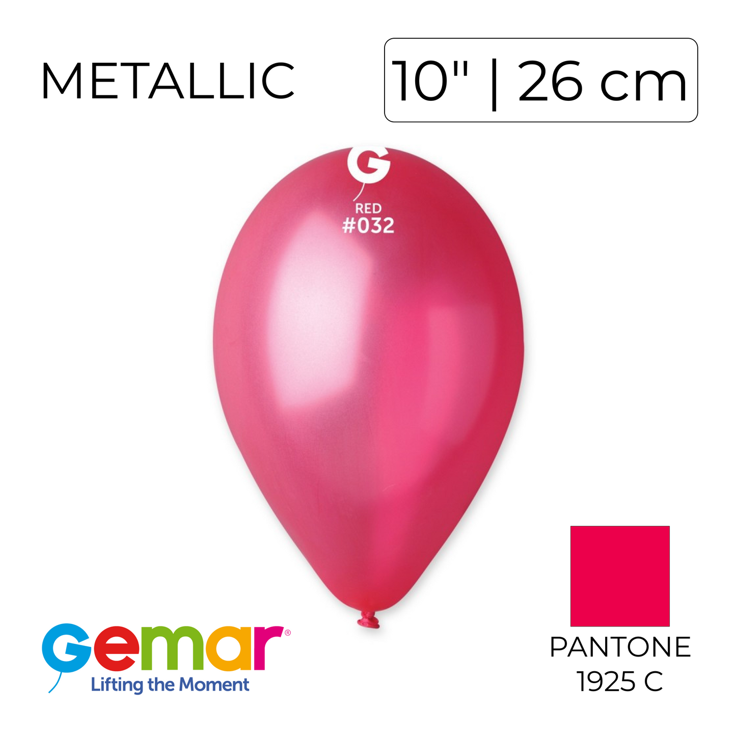 Gemar 10" | Metallic 032 Red (100 pcs)