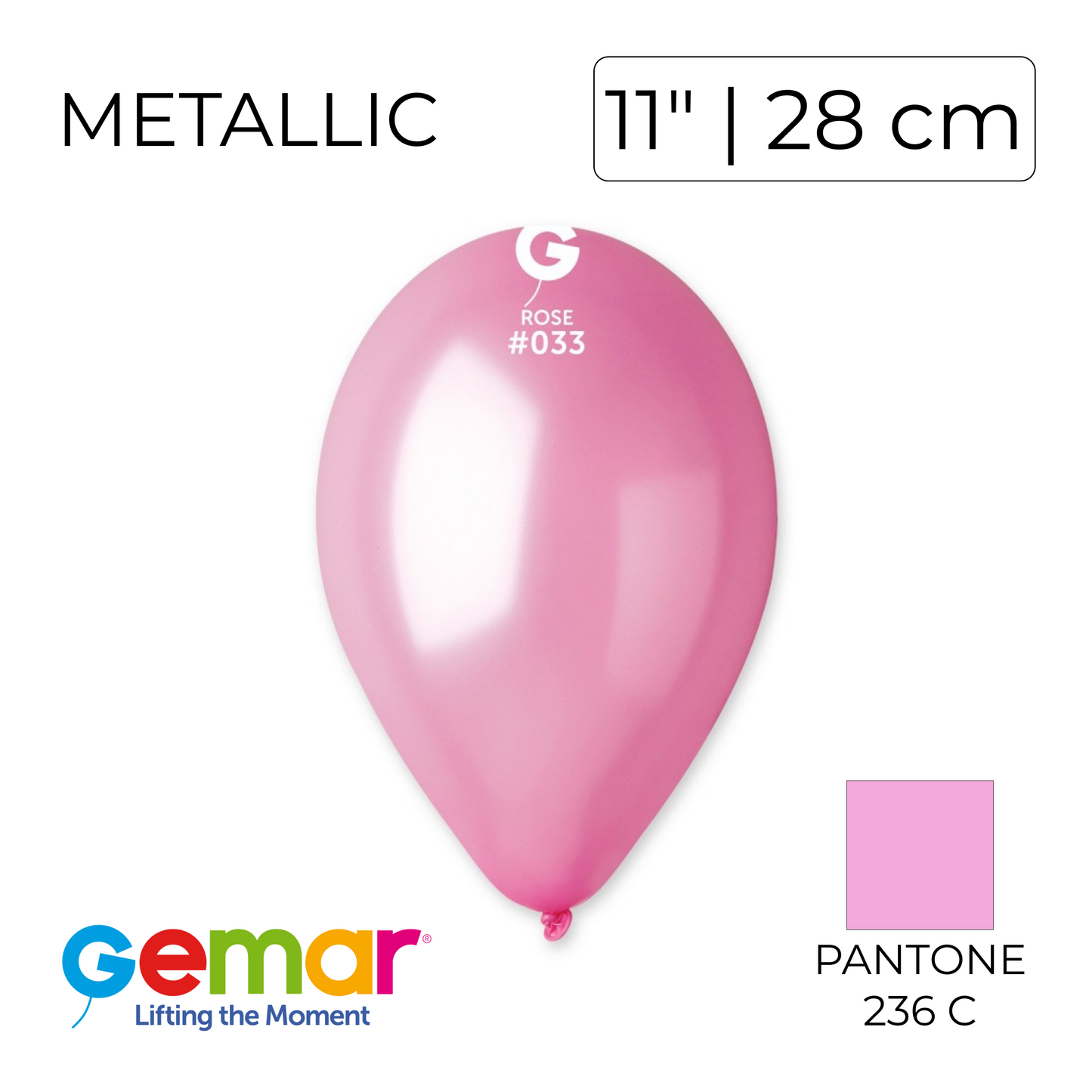Gemar 11" | Metallic 033 Rose (100 pcs)