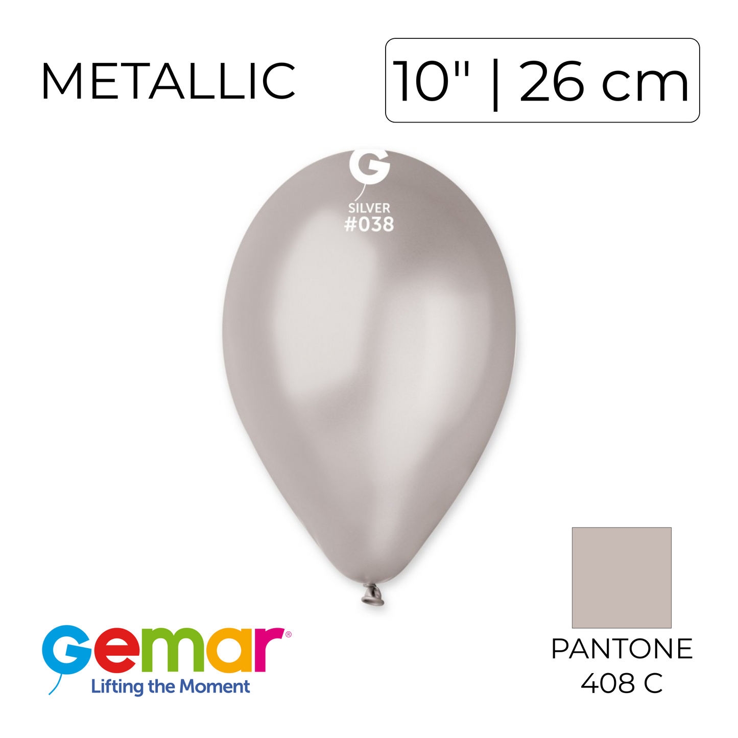 Gemar 10" | Metallic 038 Silver (100 pcs)