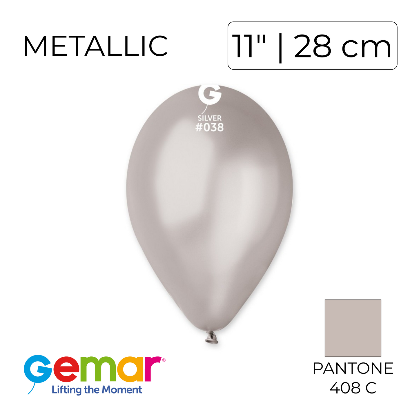Gemar 11" | Metallic 038 Silver (100 pcs)