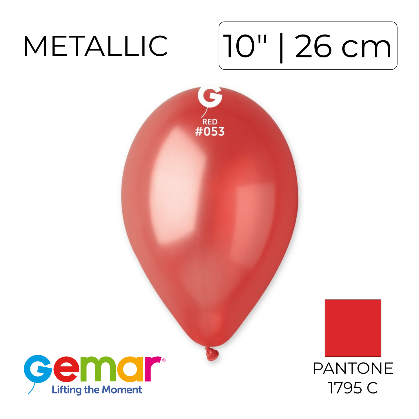 Gemar 10" | Metallic 053 Red (100 pcs)