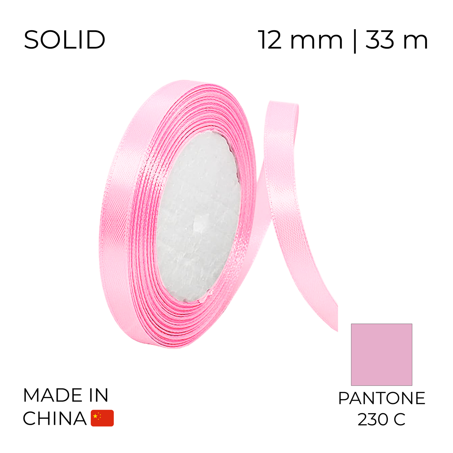 Satin Ribbon 12 mm 021 Pink 33 m (1 pc)