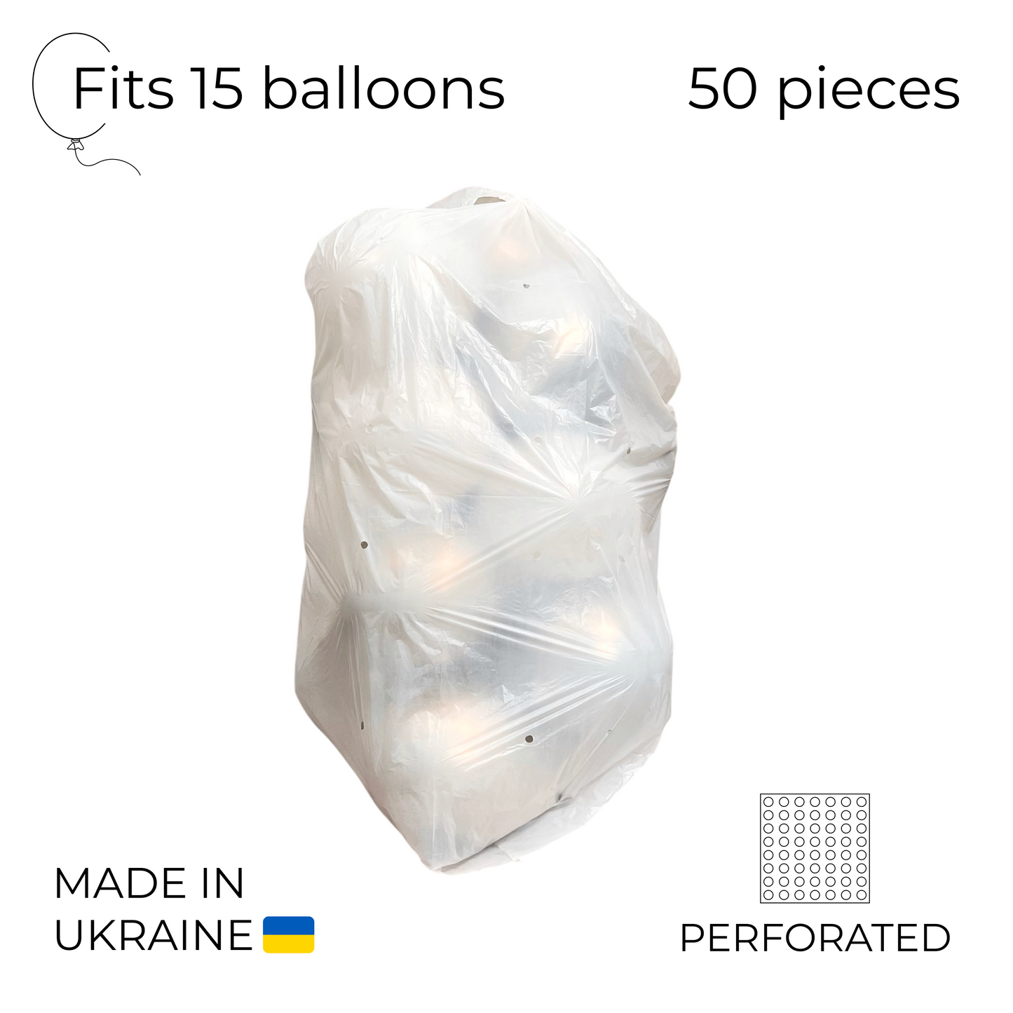 Balloon Transport Bags for 15 Inflated Balloons - White (50 pcs)