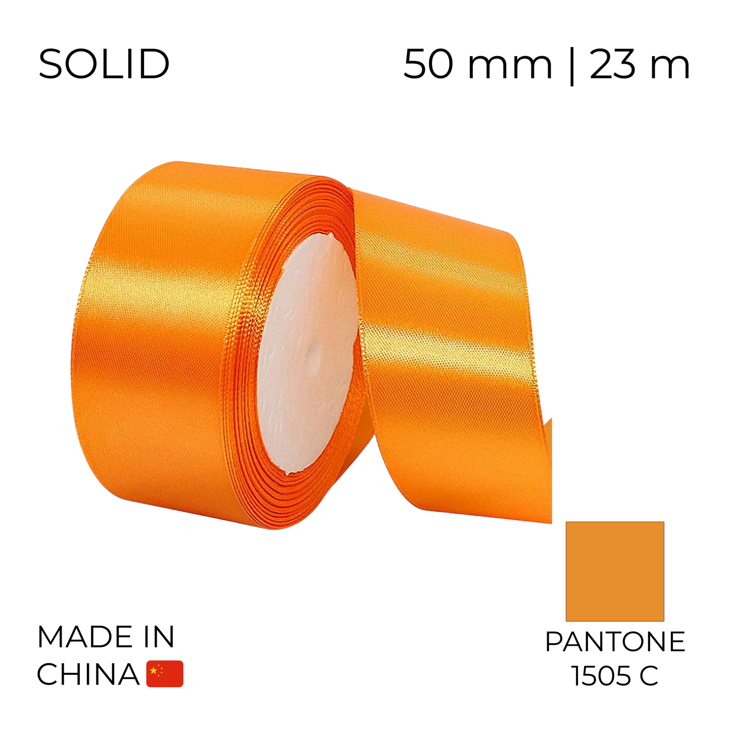 Satin Ribbon 50 mm 001 Orange 23 m (1 pc)