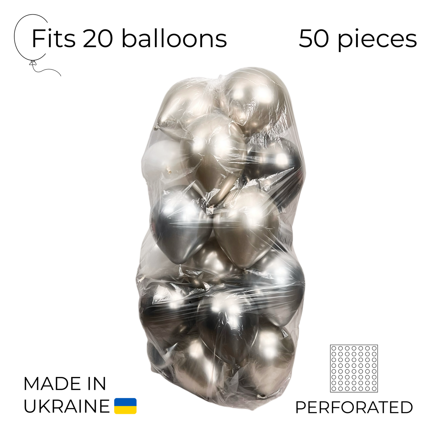 Balloon Transport Bags for 20 Inflated Balloons - Clear (50 pcs)