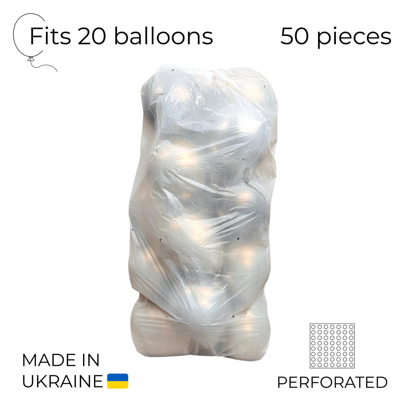 Balloon Transport Bags for 20 Inflated Balloons - White (50 pcs)
