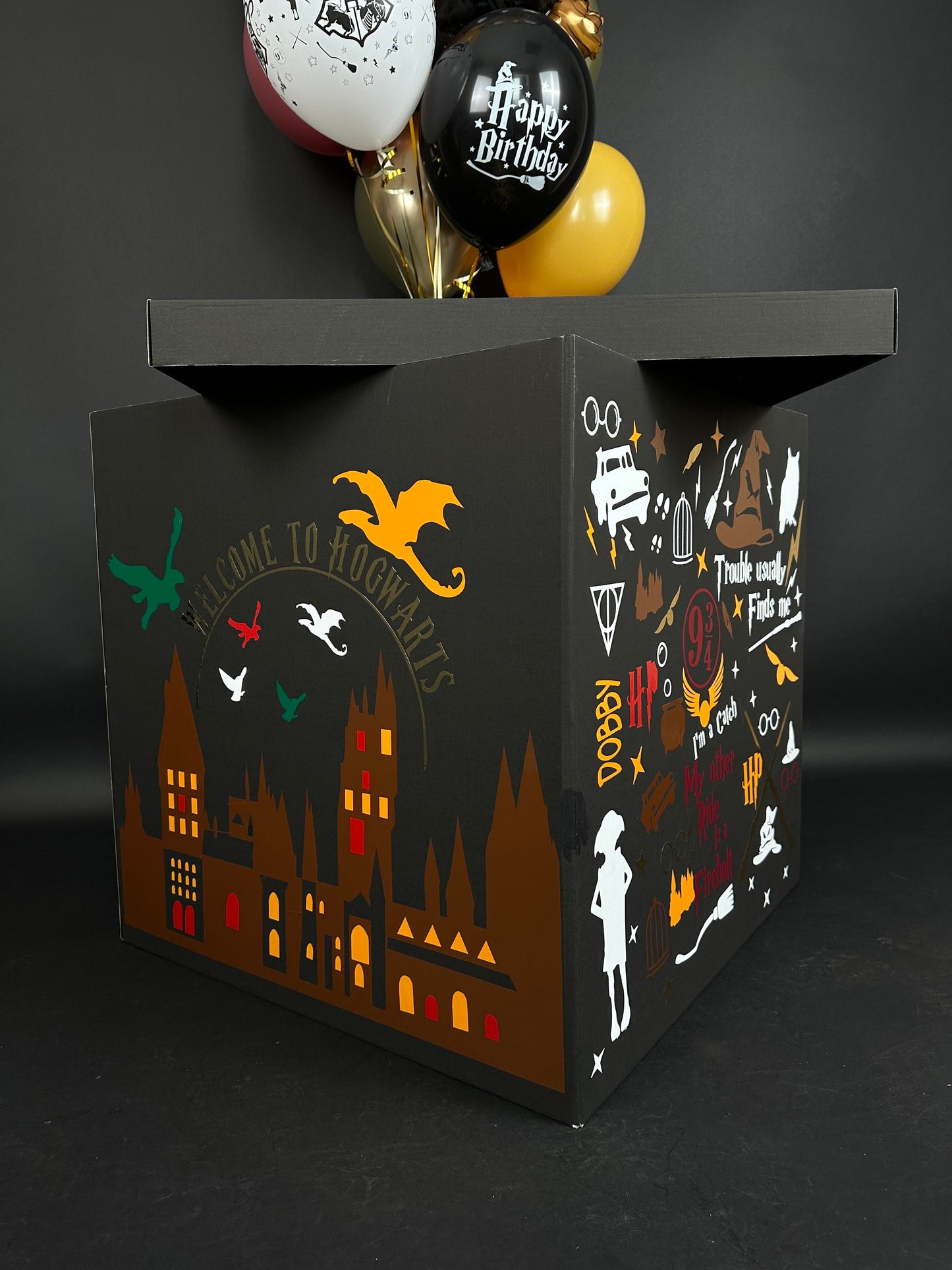 Surprise Balloon Box 70 cm | 28"  - Black (1 pc)
