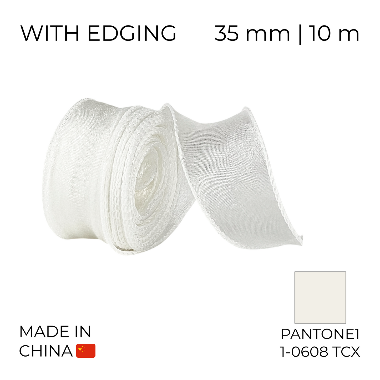 Organza Ribbon 35 mm 10 Cream with Edging 10 m (1 pc)