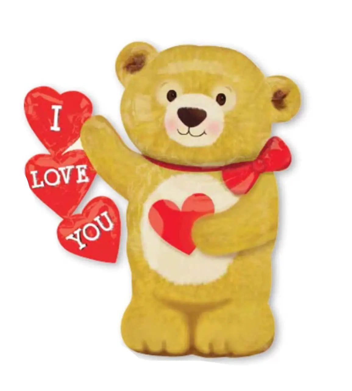FOIL FIGURE - BEAR WITH HEARTS "I LOVE YOU" ANAGRAM (PKG)