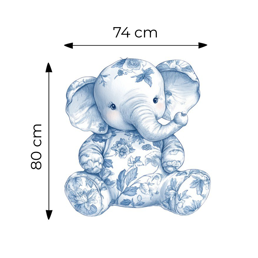 Sticker for Cardboard Cutout - Toile Blue Elephant 80 x 74 cm (1 pc)