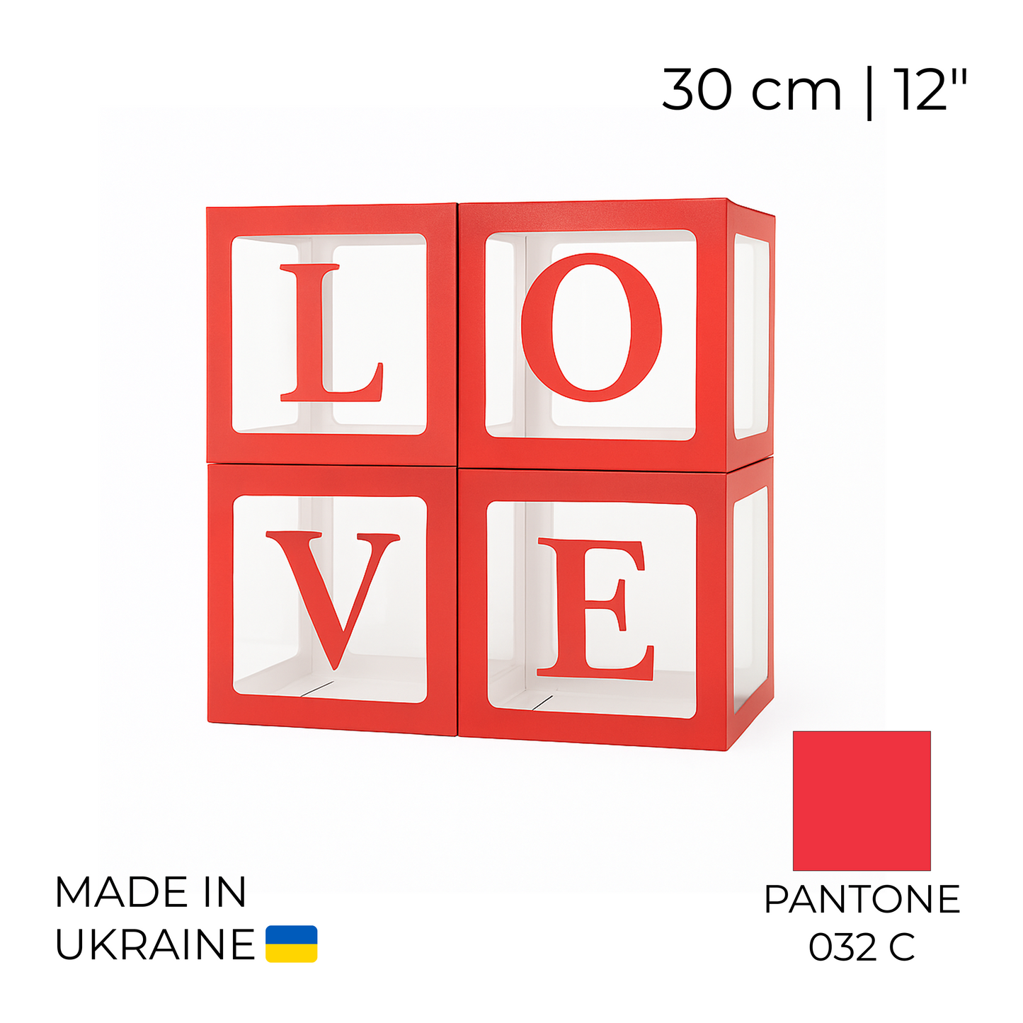 Balloon Box Set 30 cm | 12" - "LOVE" Red (1 pc)