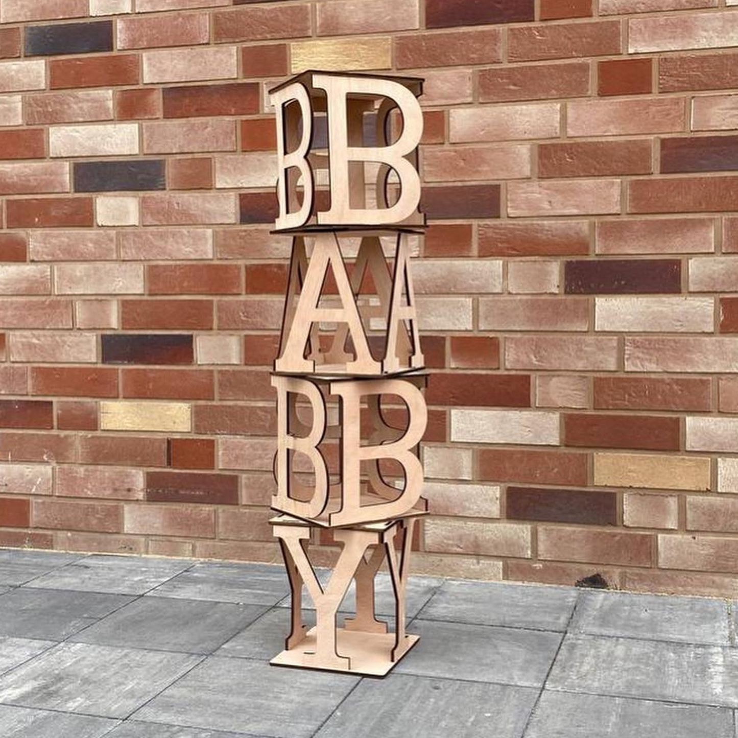 Wooden Decorative 3D Letters "BABY" - Unpainted (1 pc)