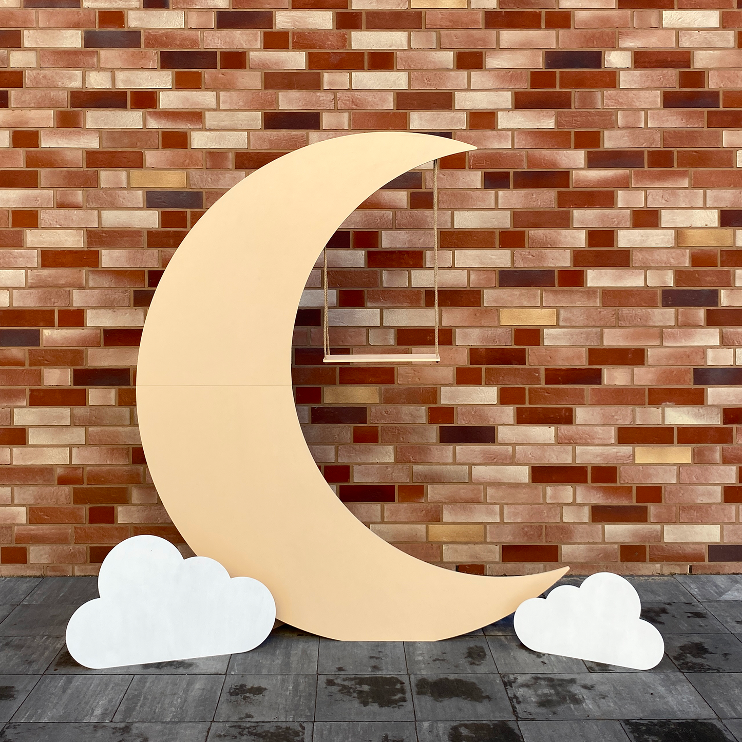 Wooden Moon with Hanging Swing - Painted (1 pc)