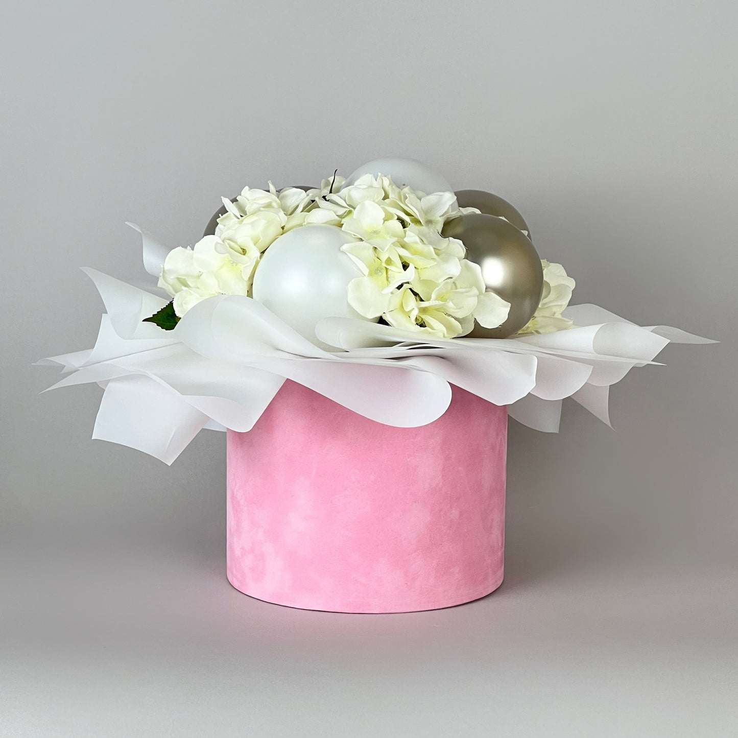 Velvet Round Flower Box 8" x 7" | 20 × 18 cm Pink (1 pc)
