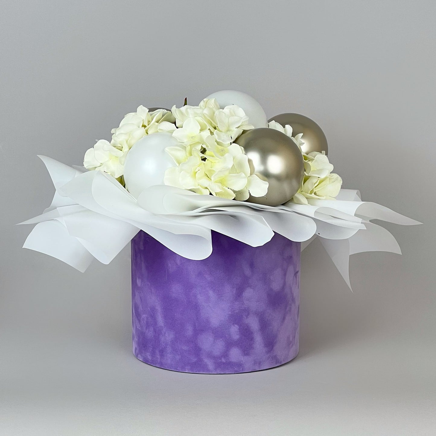 Velvet Round Flower Box 8" x 7" | 20 × 18 cm Lavender (1 pc)