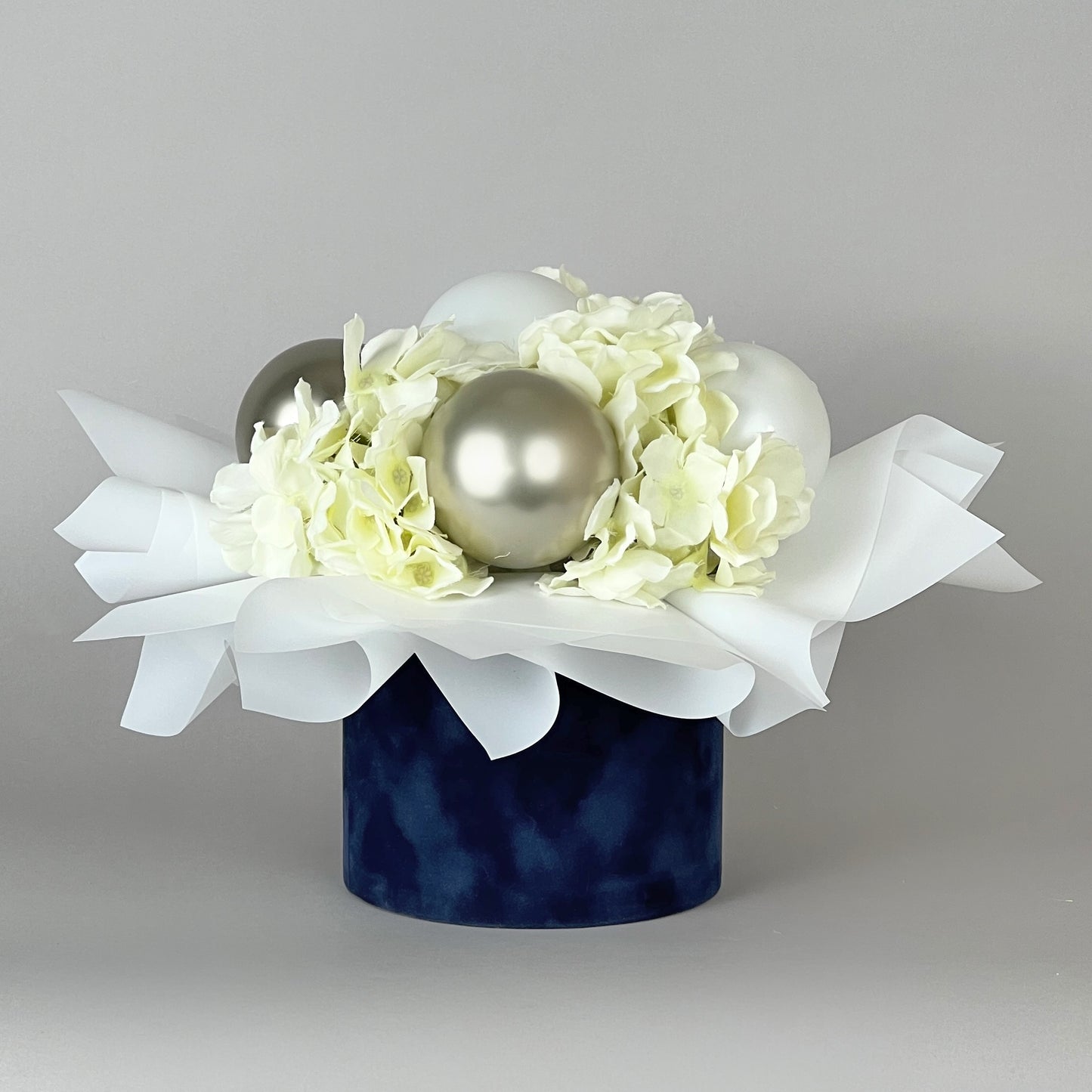 Velvet Round Flower Box 6" x 5,5" | 16 × 14 cm Blue (1 pc)