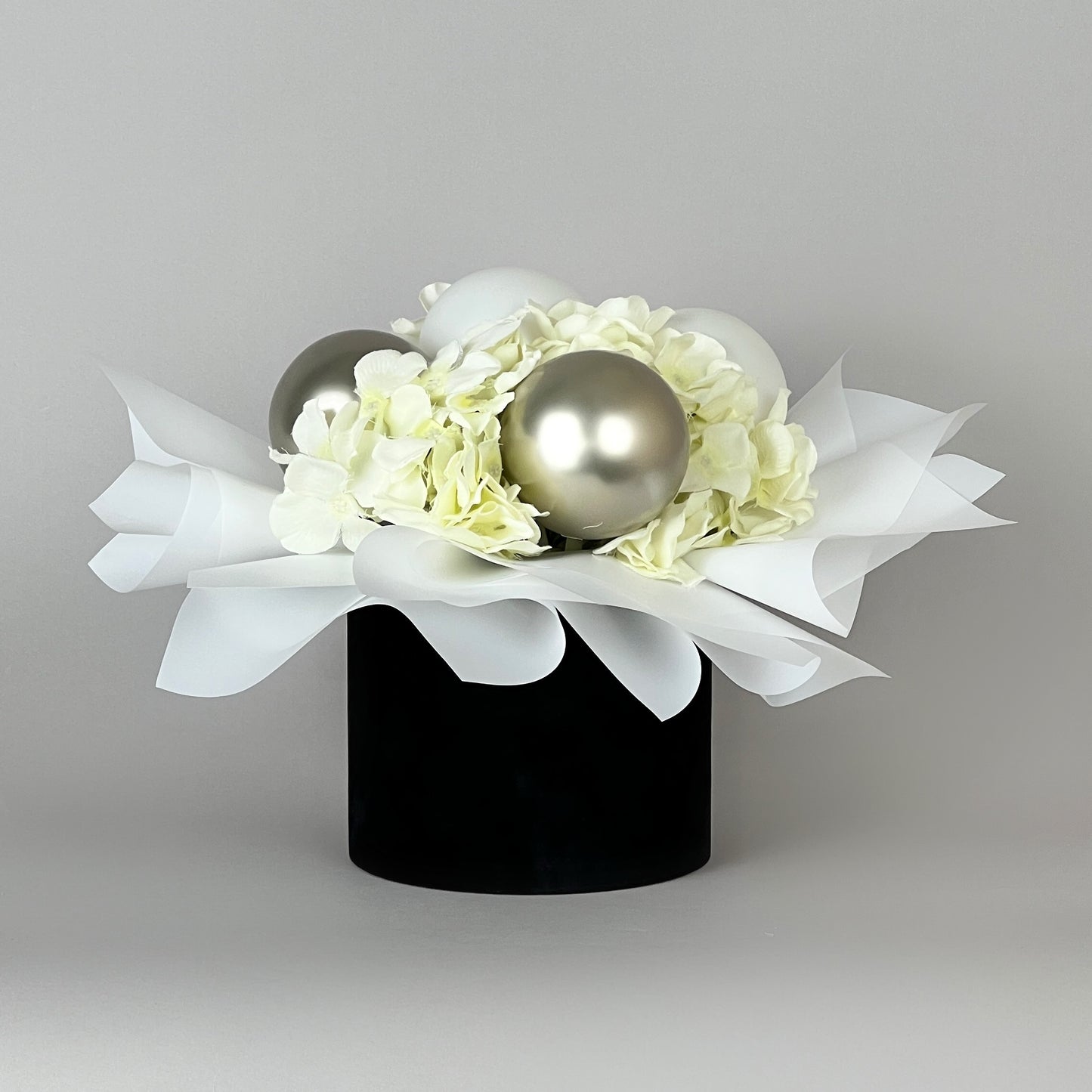 Velvet Round Flower Box 6" x 5,5" | 16 × 14 cm Black (1 pc)
