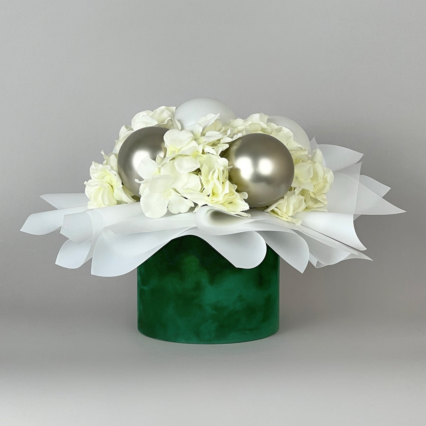 Velvet Round Flower Box 6" x 5,5" | 16 × 14 cm Emerald (1 pc)