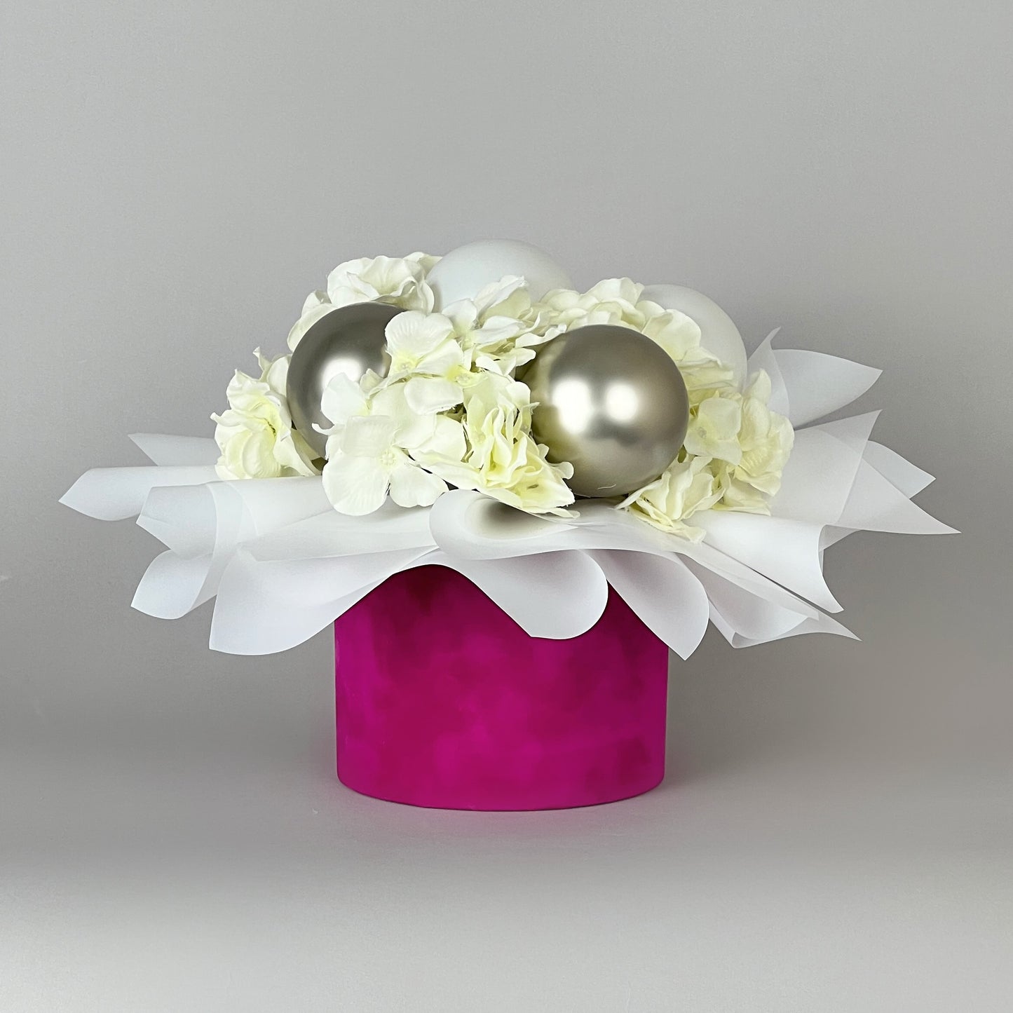 Velvet Round Flower Box 6" x 5,5" | 16 × 14 cm Fuchsia (1 pc)