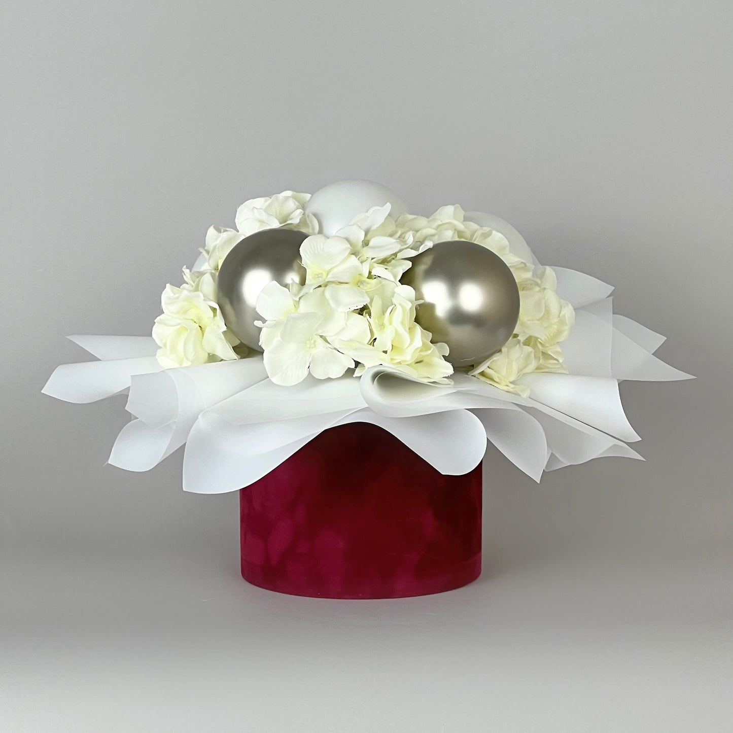 Velvet Round Flower Box 6" x 5,5" | 16 × 14 cm Burgundy (1 pc)
