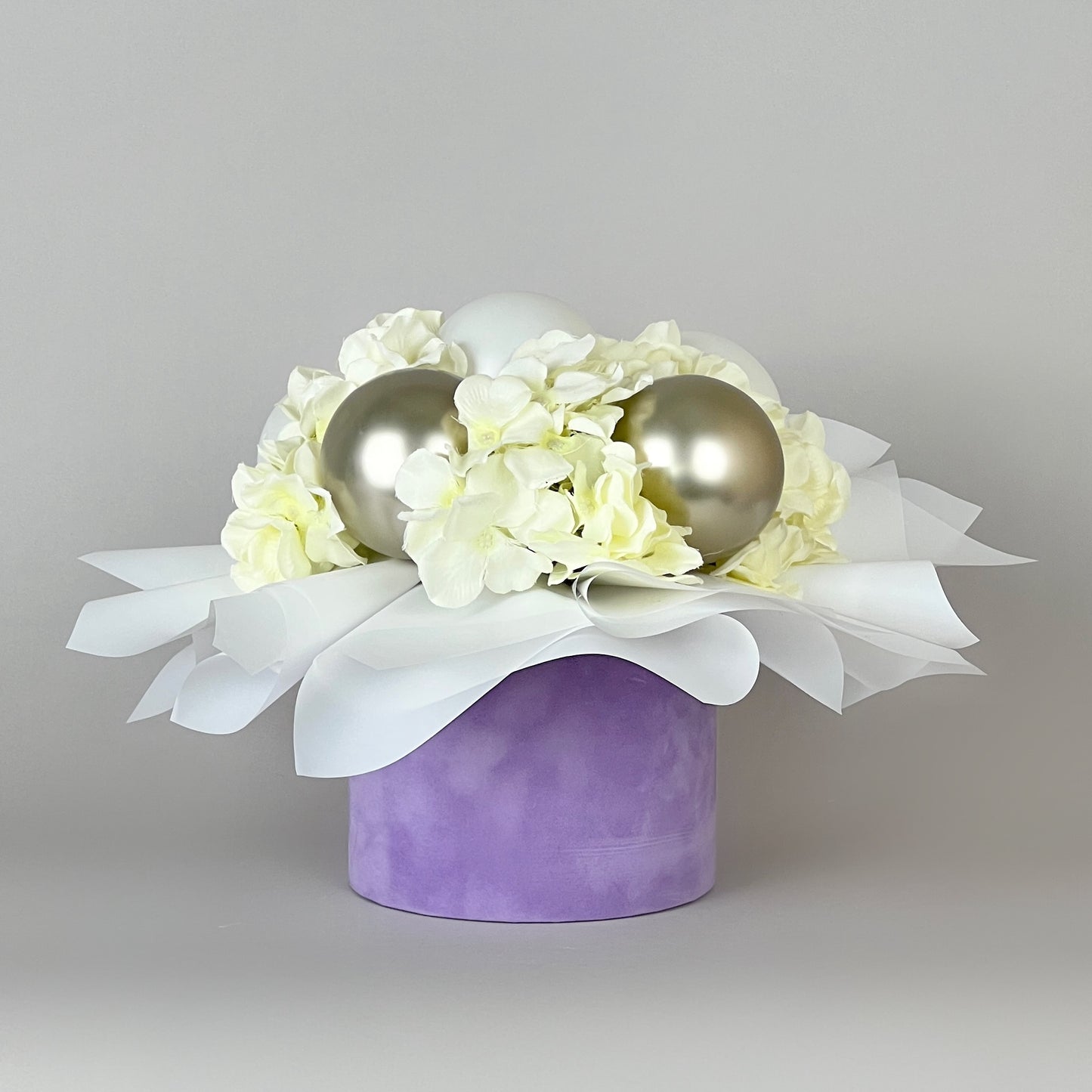 Velvet Round Flower Box 6" x 5,5" | 16 × 14 cm Lavender (1 pc)