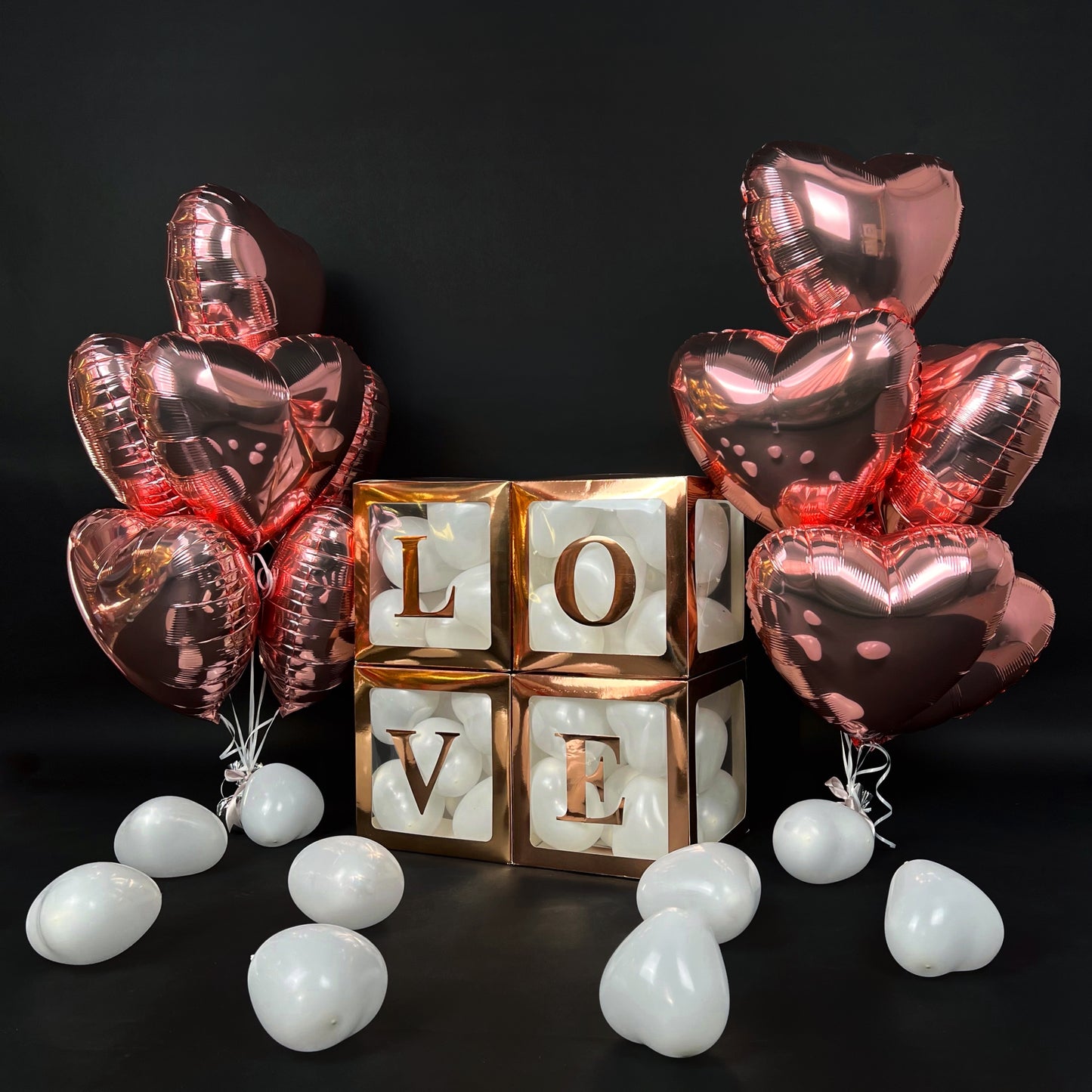 Balloon Box Set 30 cm | 12" - "LOVE" Rose Gold (1 pc)
