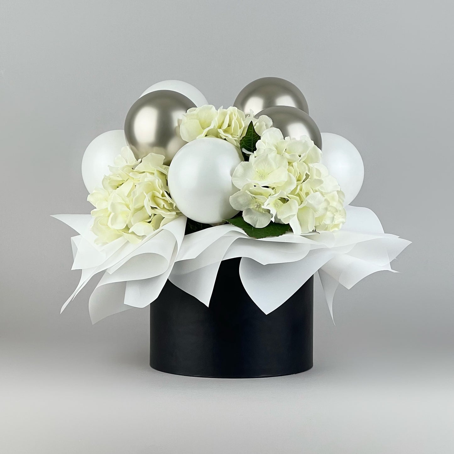 Round Flower Box 8" x 7" | 20 × 17 cm Black (1 pc)